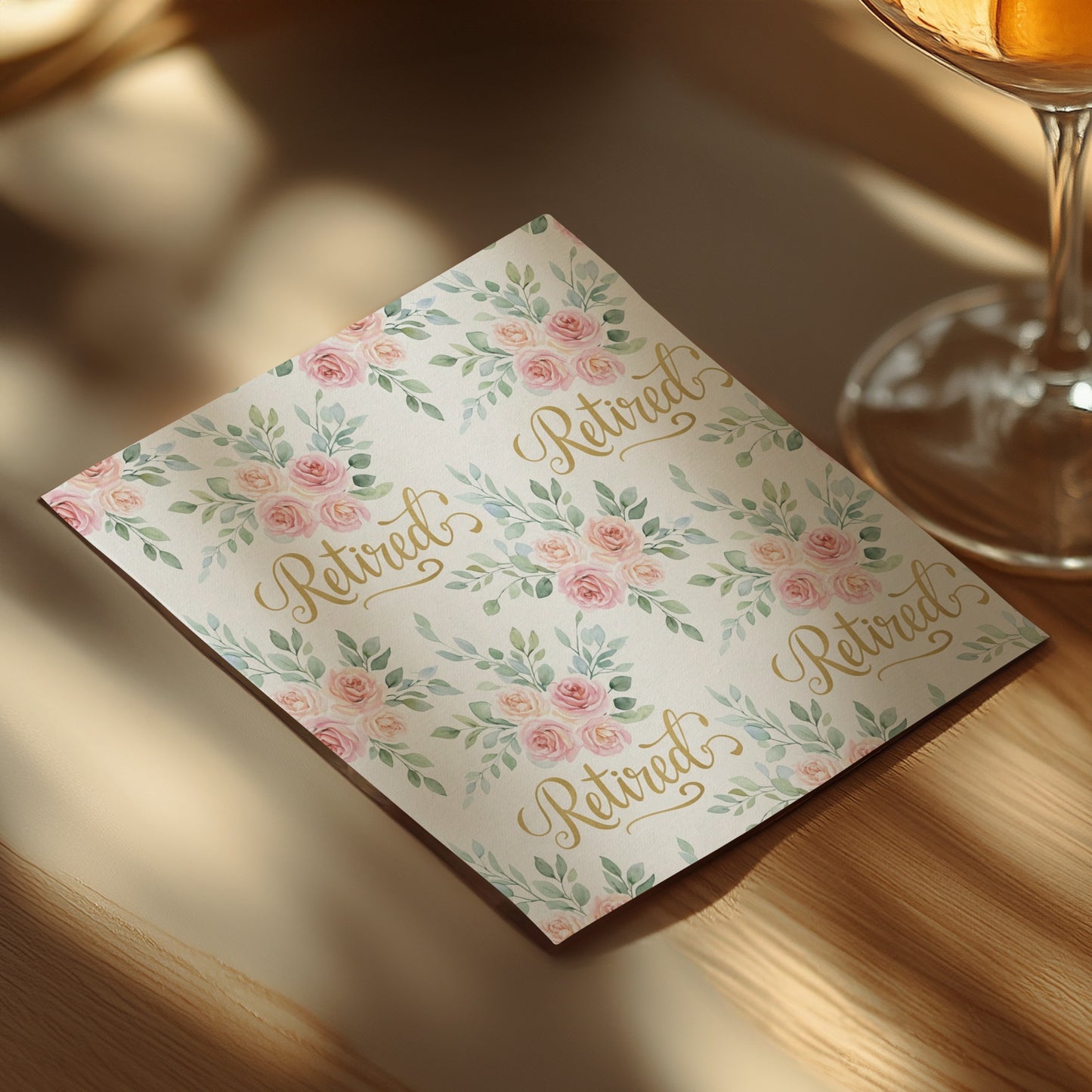 Beautiful Floral Retired Card with Pink Roses Design