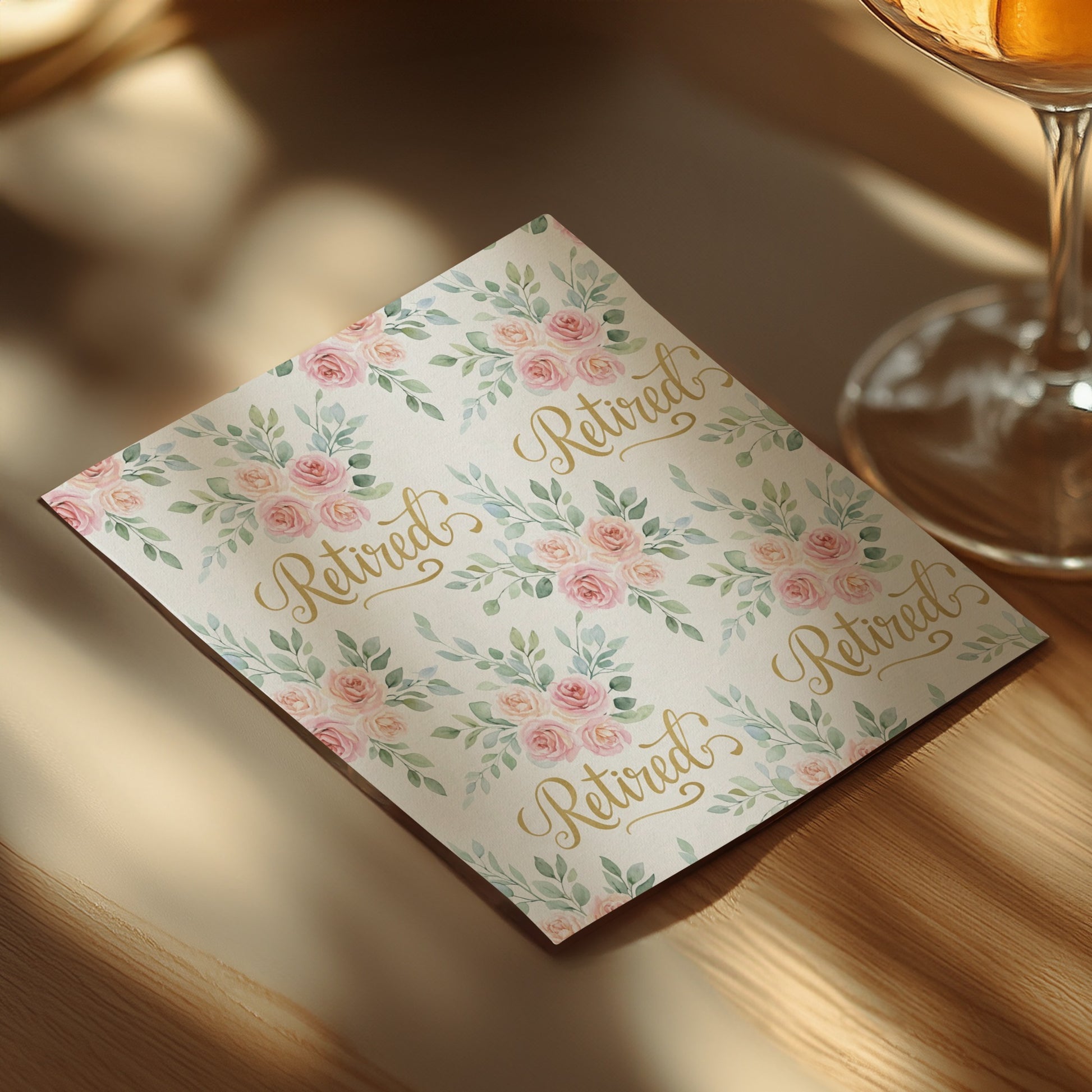 Beautiful Floral Retired Card with Pink Roses Design