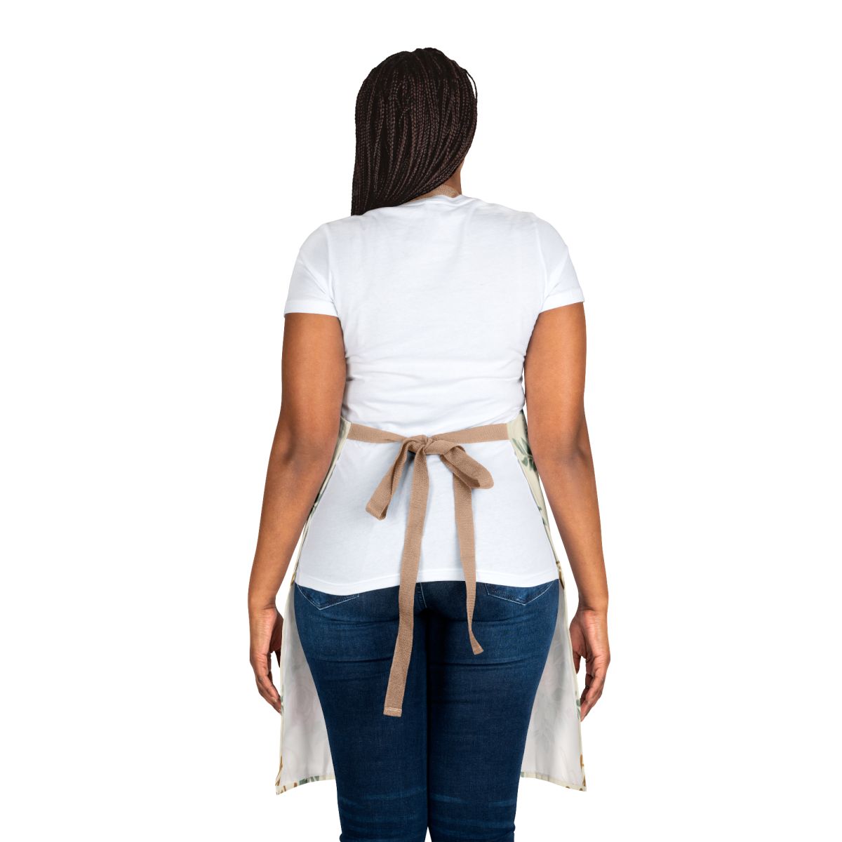 Chic Floral Apron with Elegant Bow and Comfortable Fit