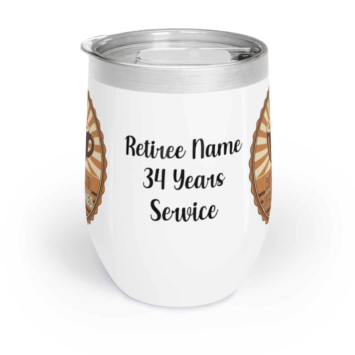Retiree Name 34 Years Service Customizable Retirement Mug