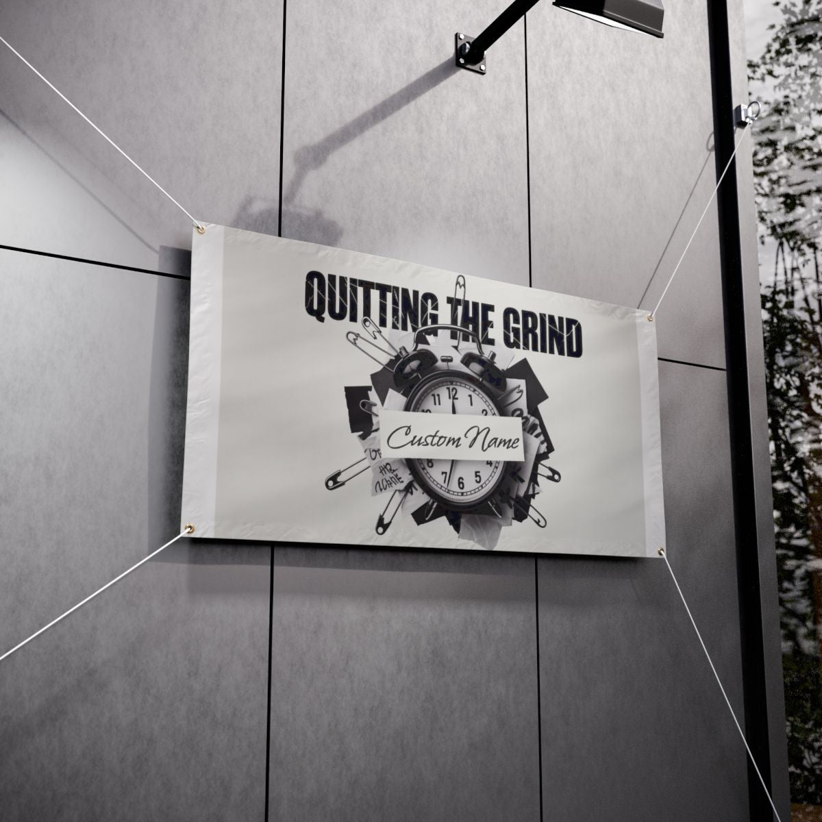Quitting The Grind Clock with Pins on Paper Vinyl Banner or Yard Sign - Retiree Gifts Retirement Party