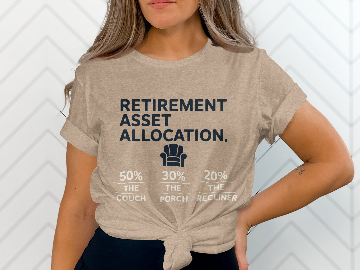 Retirement Asset Allocation 50% Couch 30% Porch | Relax | Graphic Soft Color Bella T-Shirts - Retiree Gifts Retirement Party