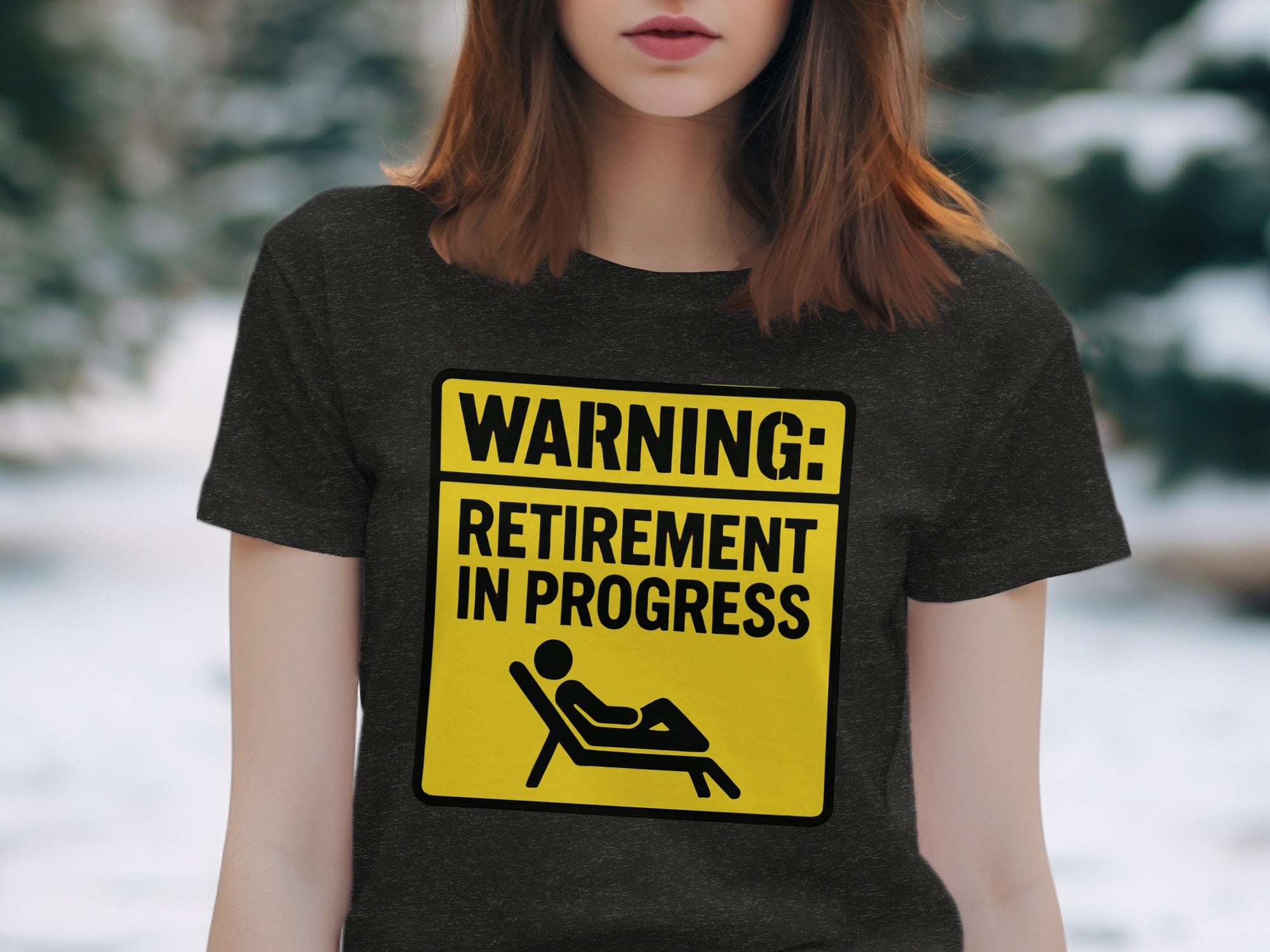 Warning Retirement in Progress | Dark Heaterh Color Bella T-Shirts - Retiree Gifts Retirement Party