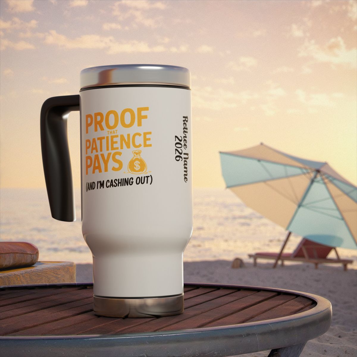 Personalized Retirement Travel Mug (Tumbler) – “Funny Retirement De Stainless Steel” - Retiree Gifts Retirement Party