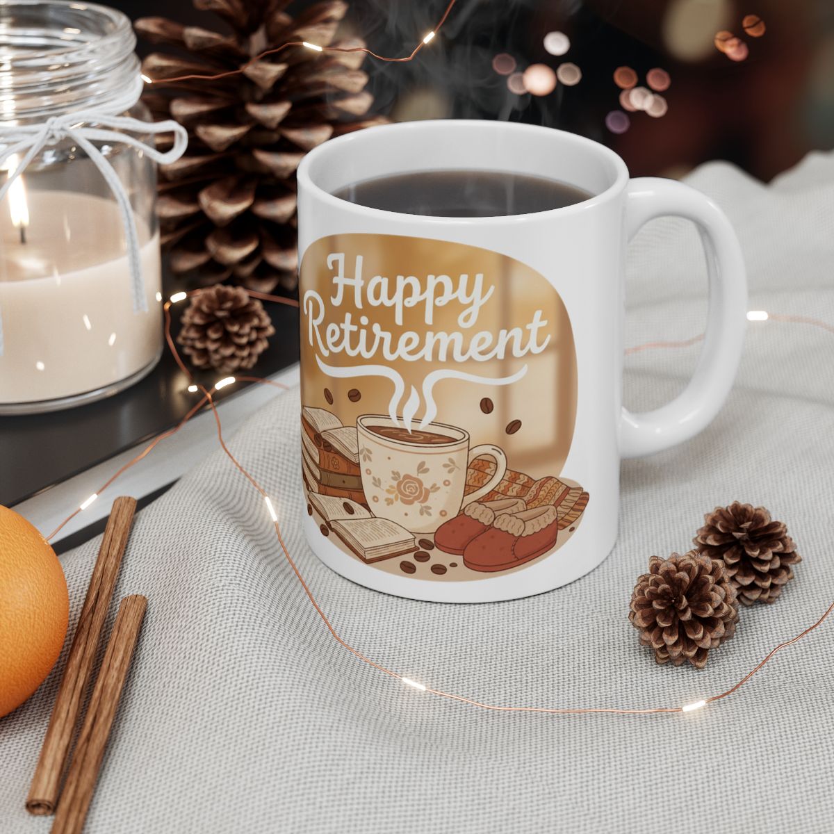 Happy Retirement Coffee Mug with Cozy Design