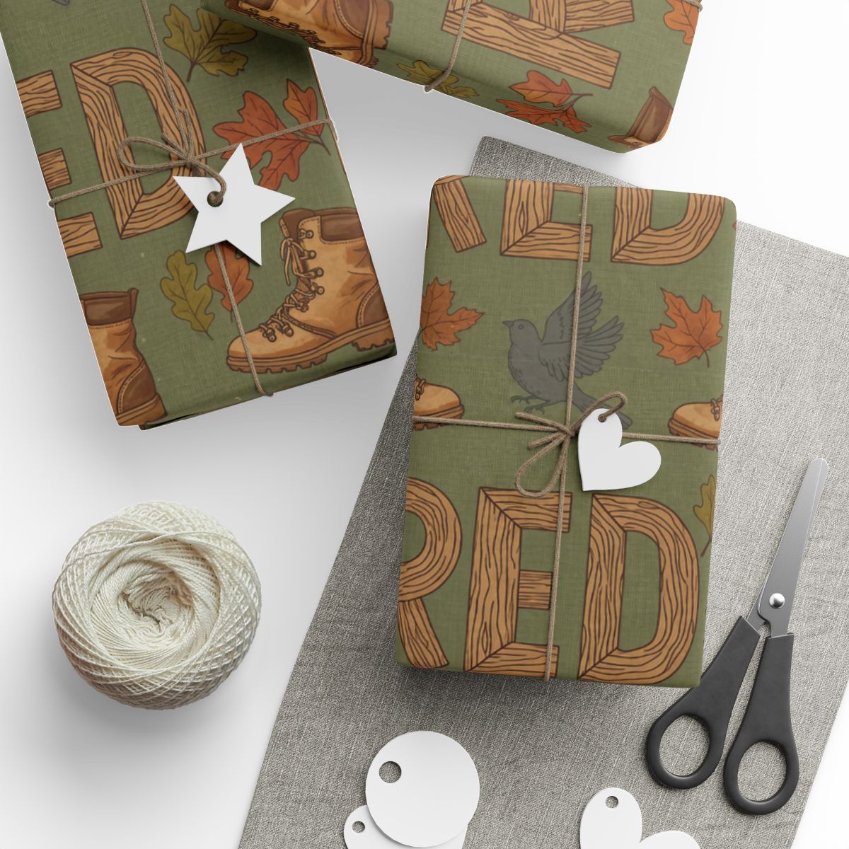 Vintage Look Timberland Inspired Wrapping Paper Product