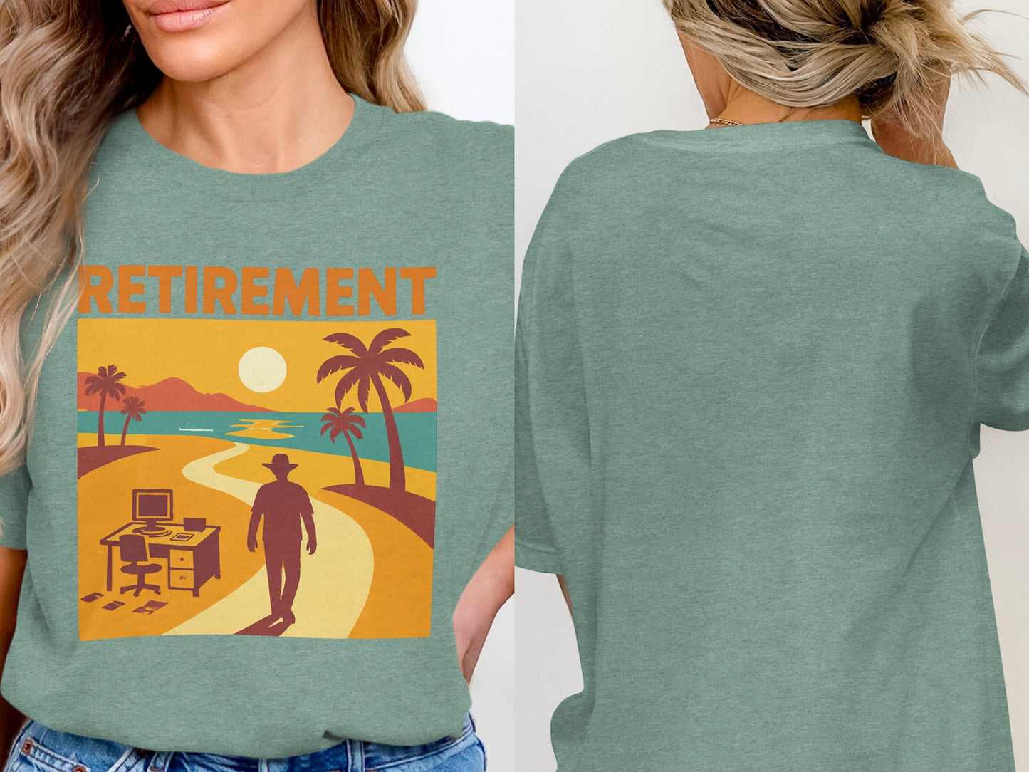 Retirement Graphic Design | A New Path Beckons | Soft Color Bella T-Shirts - Retiree Gifts Retirement Party