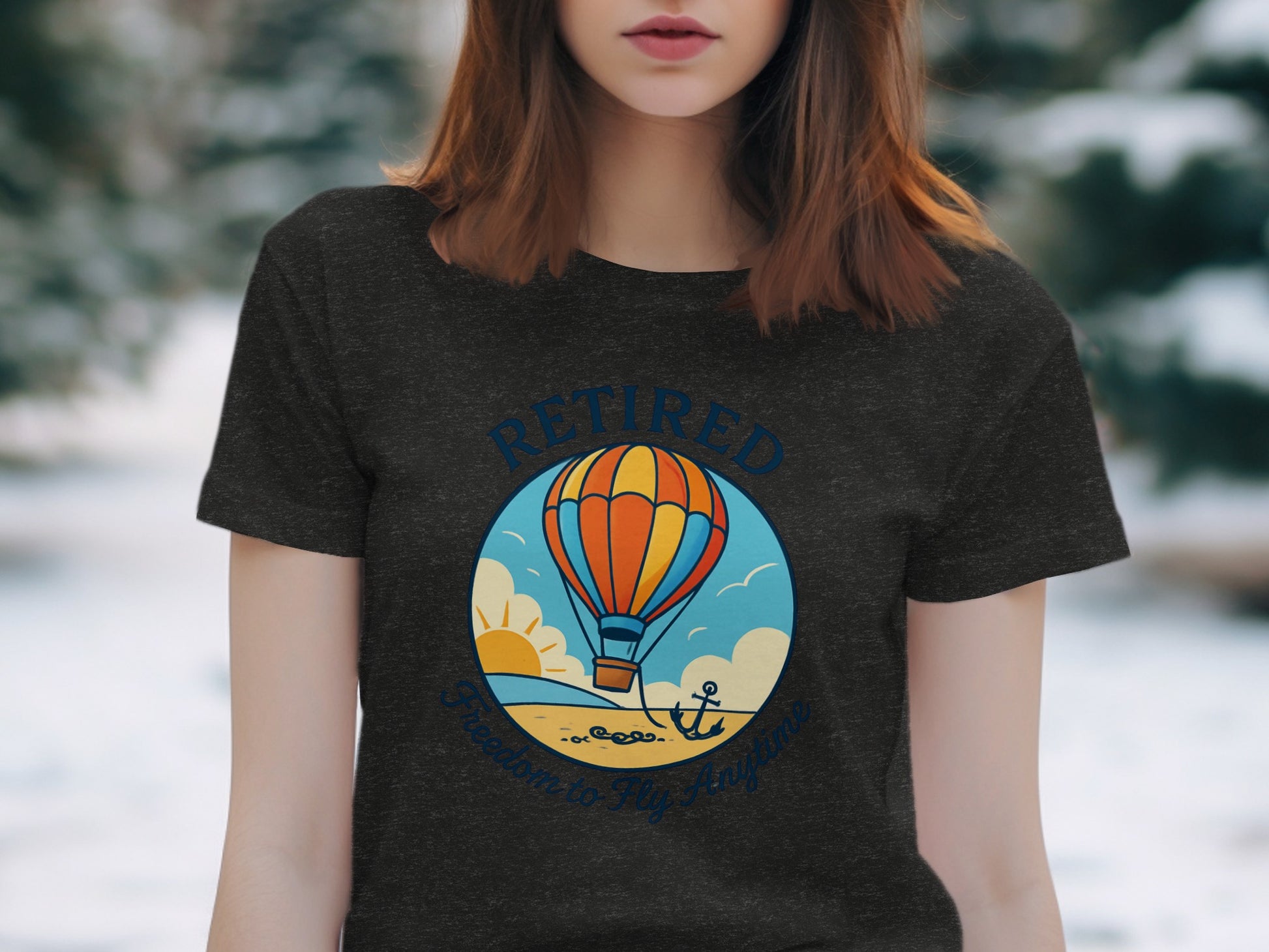 Retired Freedom to Fly Anytime | Dark Heather Color Bella T-Shirts - Retiree Gifts Retirement Party