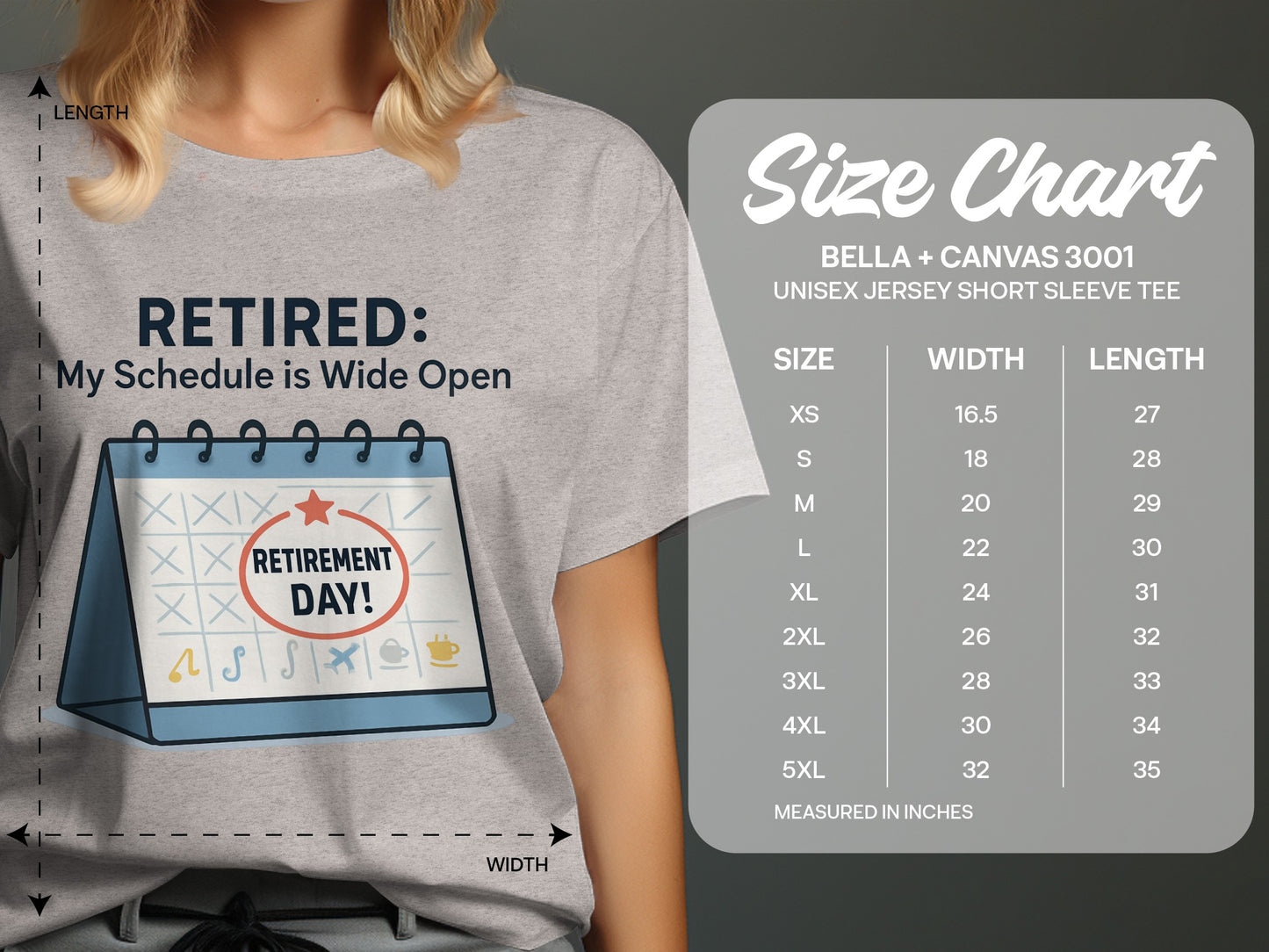 Retired My Schedule is Wide Open | Retirement Day | Celebrate retirement with personalized Soft Color Bella T-Shirts - Retiree Gifts Retirement Party