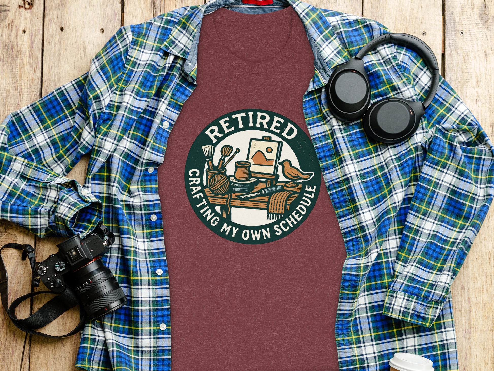 Retired Crafting My Own Schedule | Dark Heather Color Bella T-Shirts - Retiree Gifts Retirement Party
