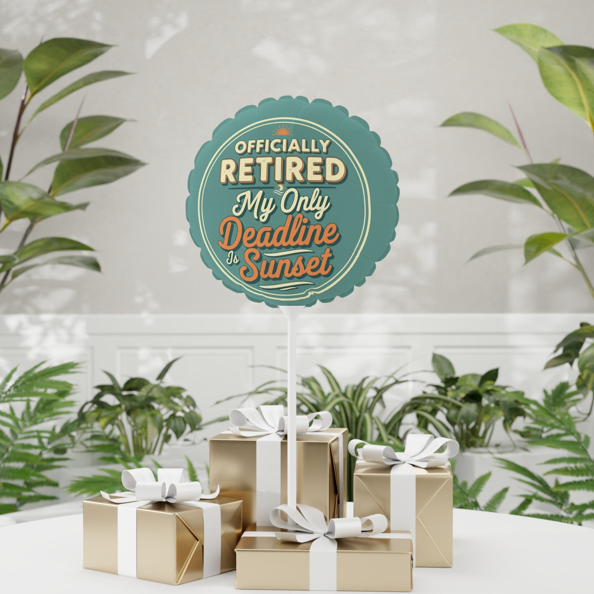 Officially Retired Sunset | My Only Deadline is Sunset | Retirement 11in or 22in Mylar Ballon - Retiree Gifts Retirement Party