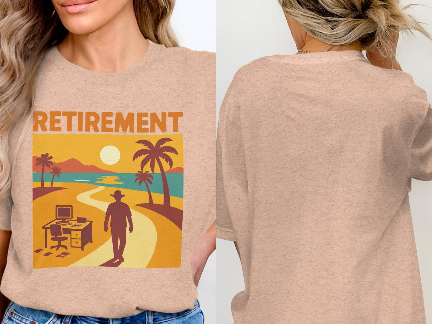 Retirement Graphic Design | A New Path Beckons | Soft Color Bella T-Shirts - Retiree Gifts Retirement Party