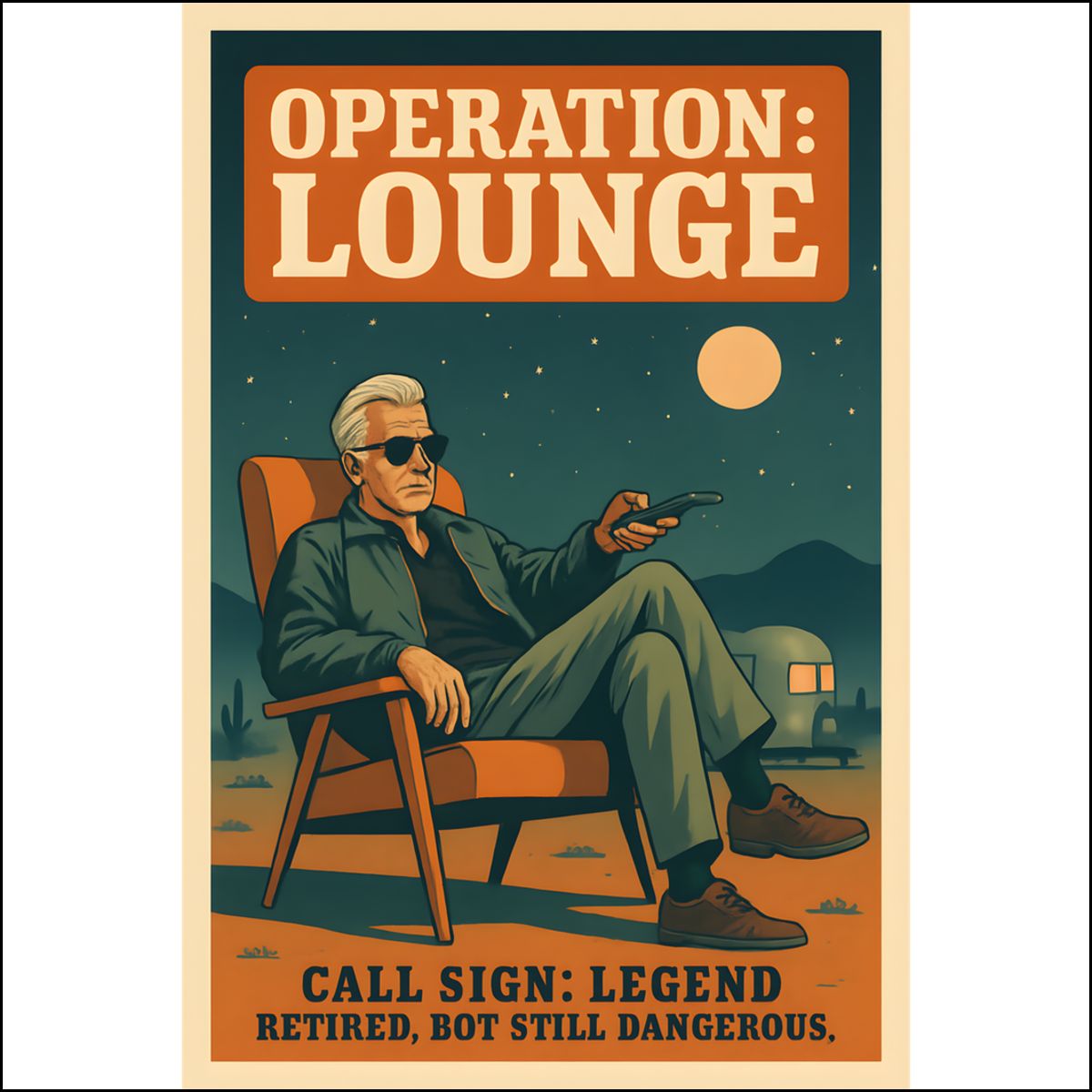 Operation Lounge Call Sign Legend | Retired Not Done Yet | Custom Cut Acrylic Ornaments - Retiree Gifts Retirement Party