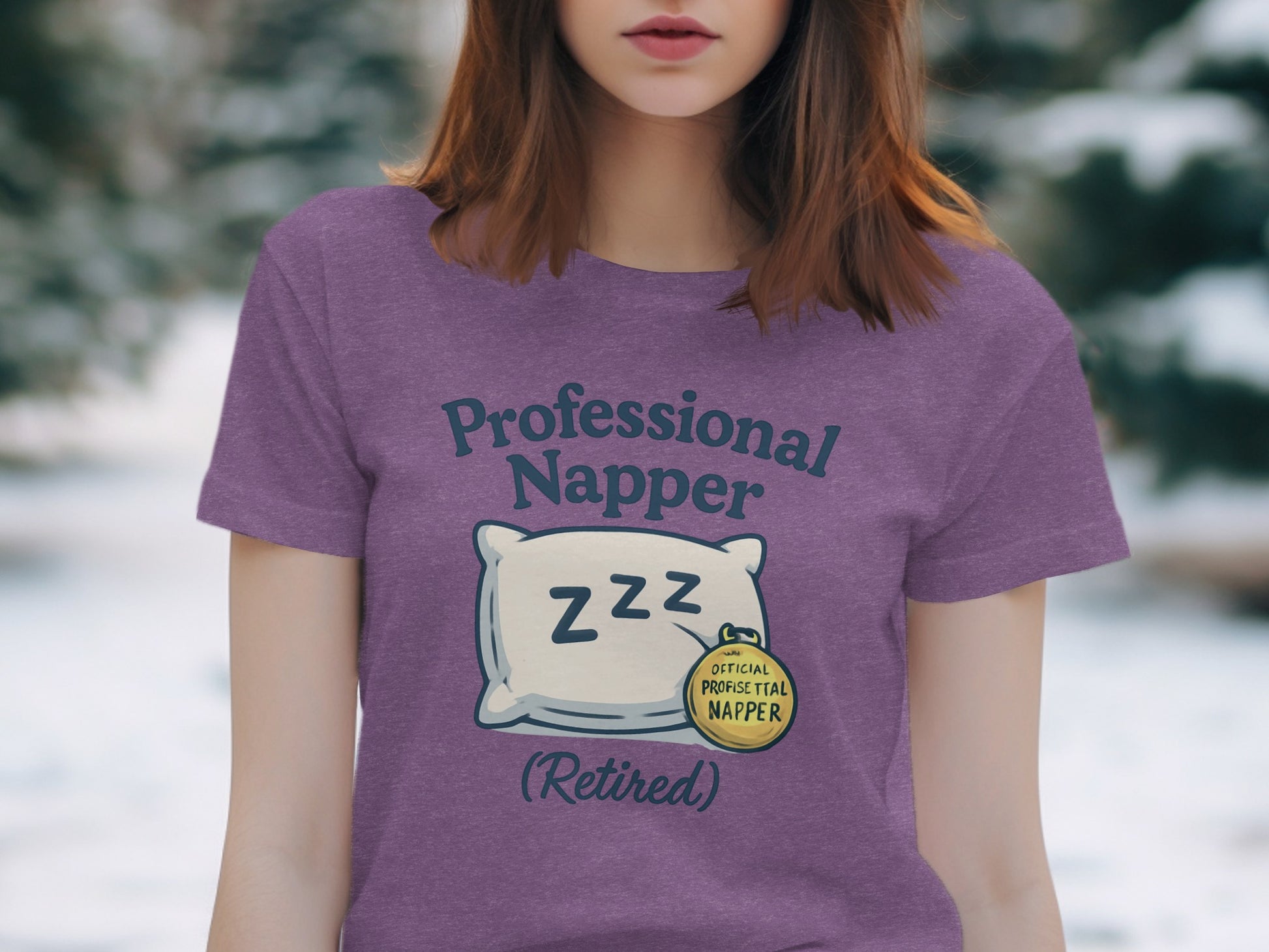 Professional Napper Retired T-Shirt | Official Profistial Napper | Dark Heaterh Color Bella T-Shirts - Retiree Gifts Retirement Party