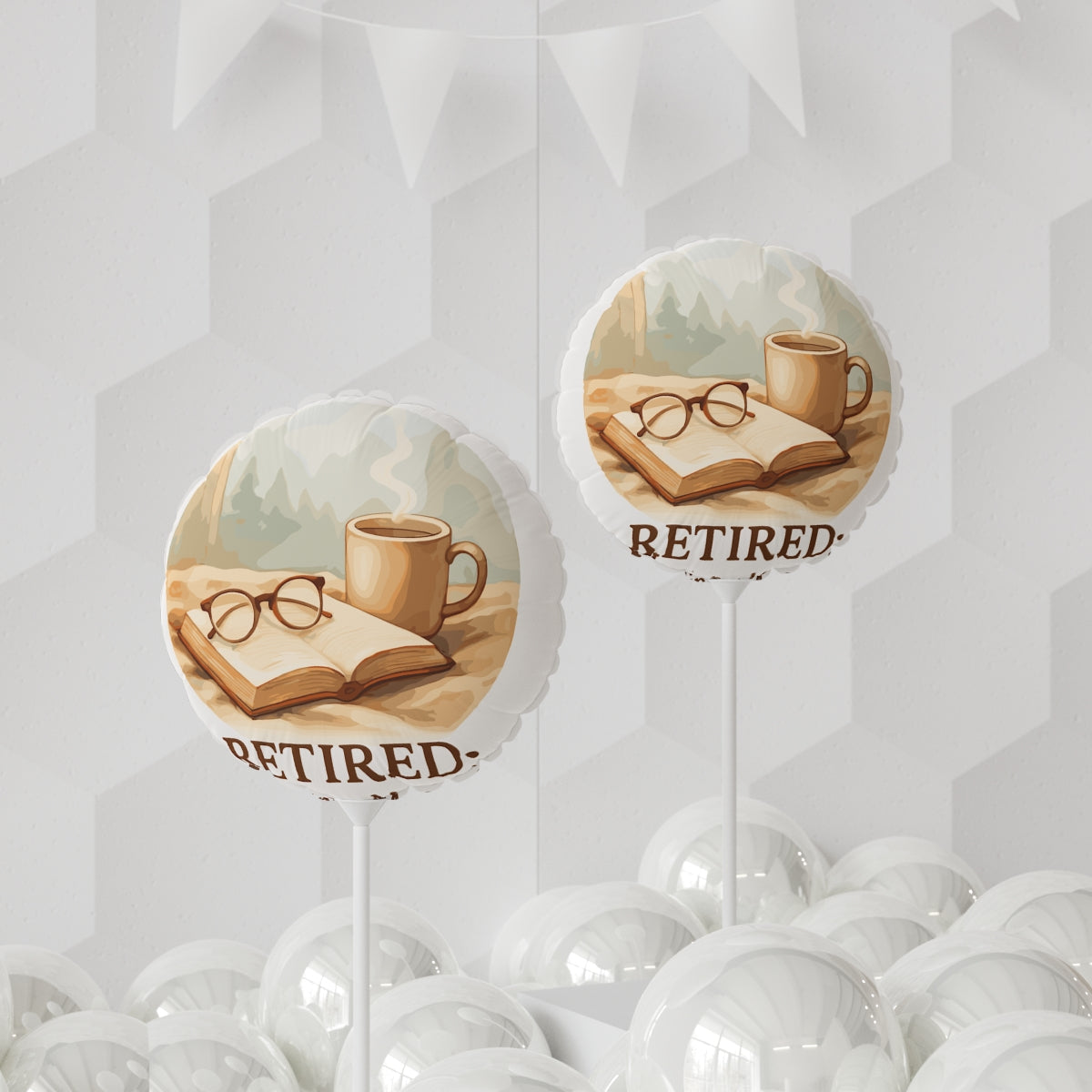 Retired Now Reading at My Own Pace | Beautiful Watercolor | Retirement Reading Mylar Ballons 11in or 22in - Retiree Gifts Retirement Party