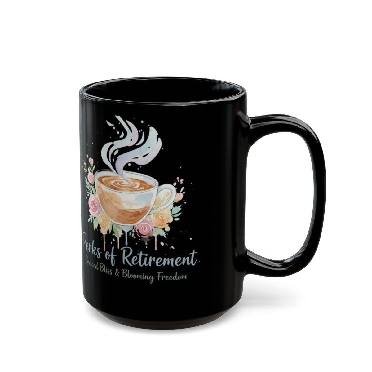Perks of Retirement Coffee Mug with Cute Floral Design