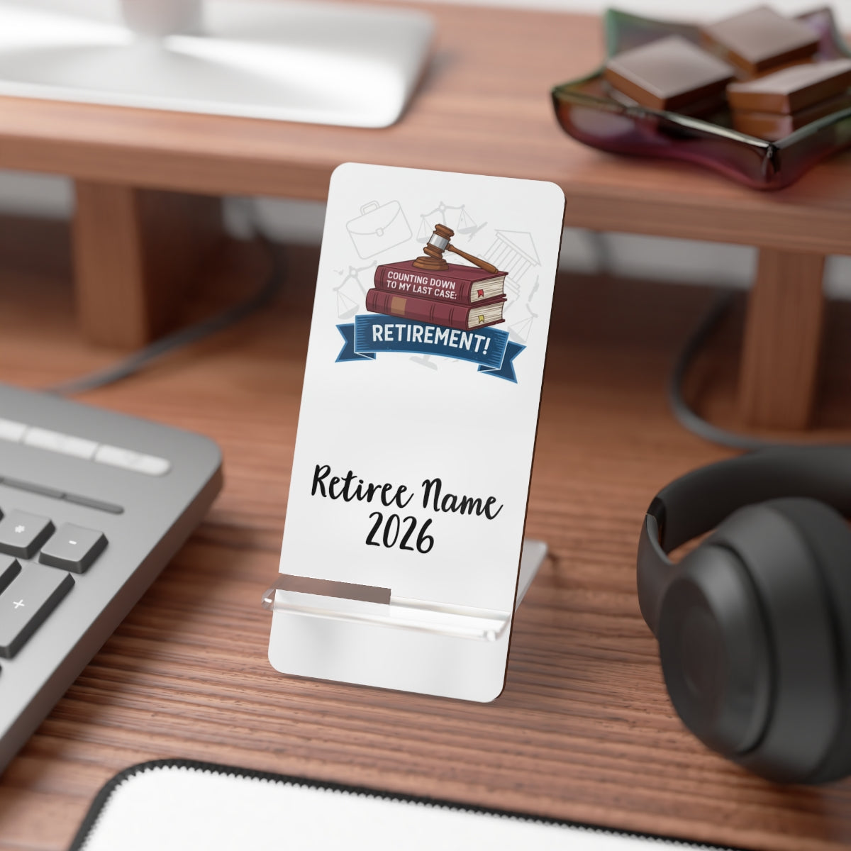 Counting Down To My Last Case Retirement! | Lawyer Personalized Phone Stand or Phone Charger - Retiree Gifts Retirement Party