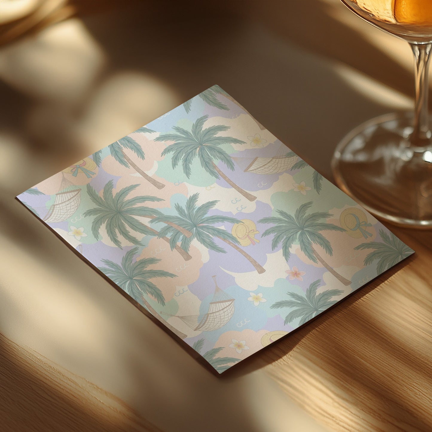 Tropical Beach Scene with Palm Trees and Hammocks product