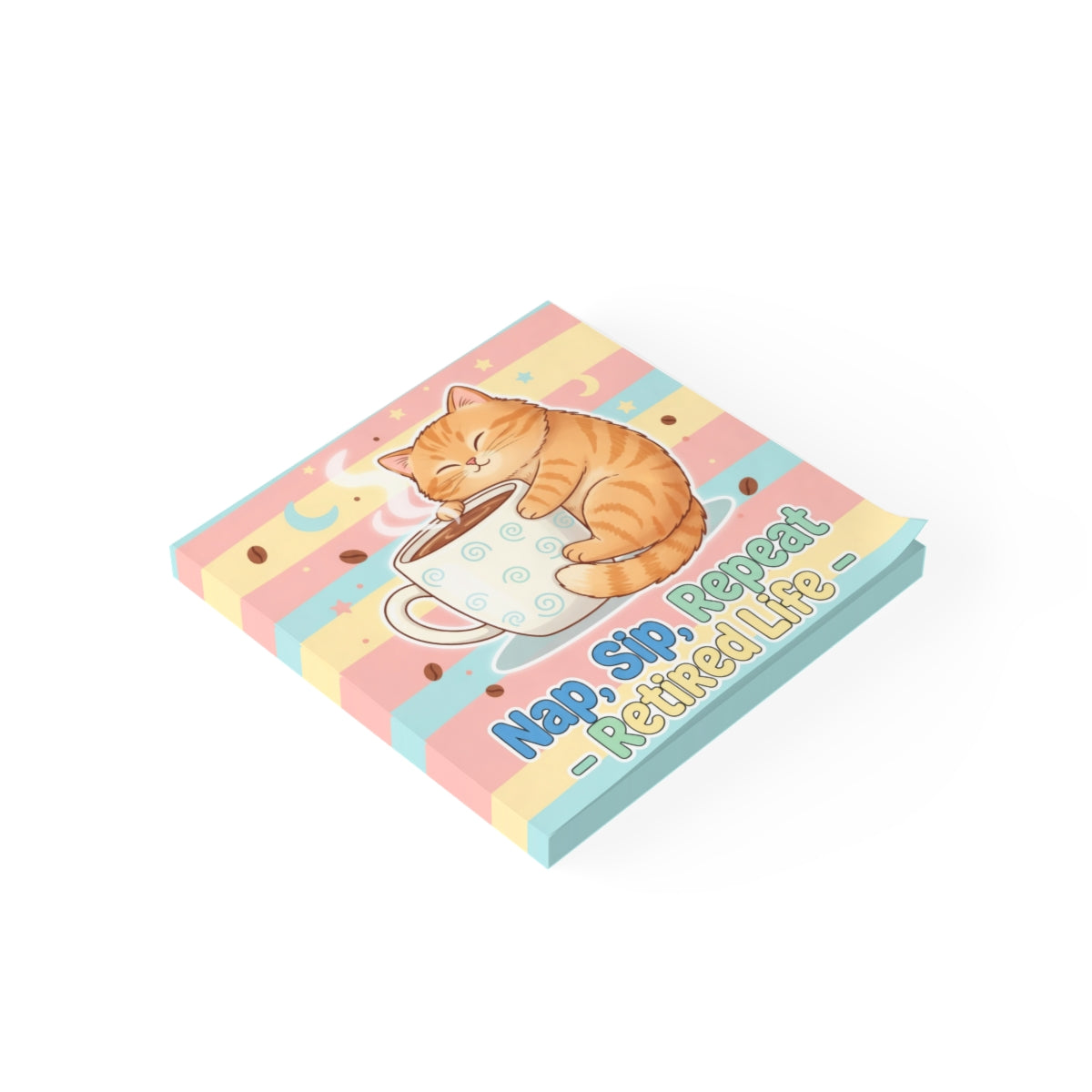 Nap Sip Repeat Retired Life Cute Cat Design Notebook