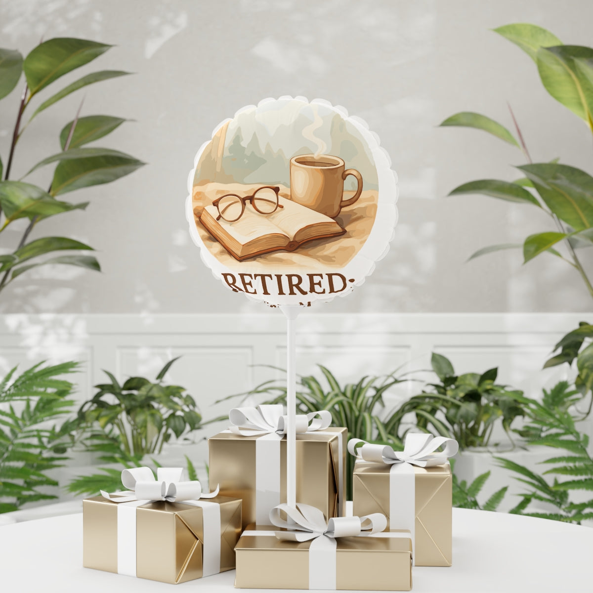 Retired Now Reading at My Own Pace | Beautiful Watercolor | Retirement Reading Mylar Ballons 11in or 22in - Retiree Gifts Retirement Party