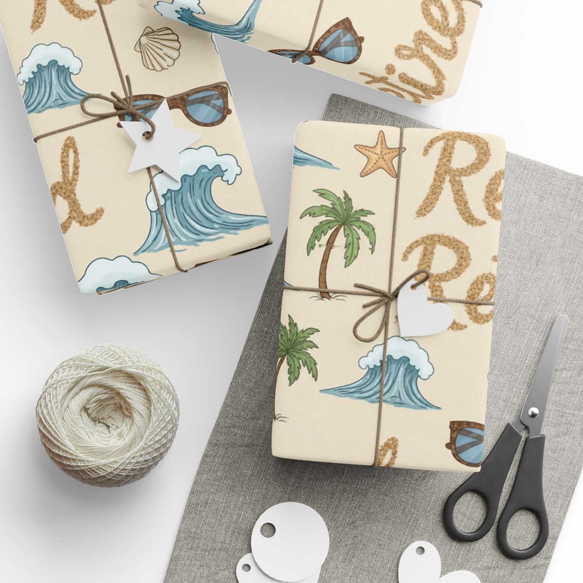Beach Themed Gift Wrapping Paper Sheets