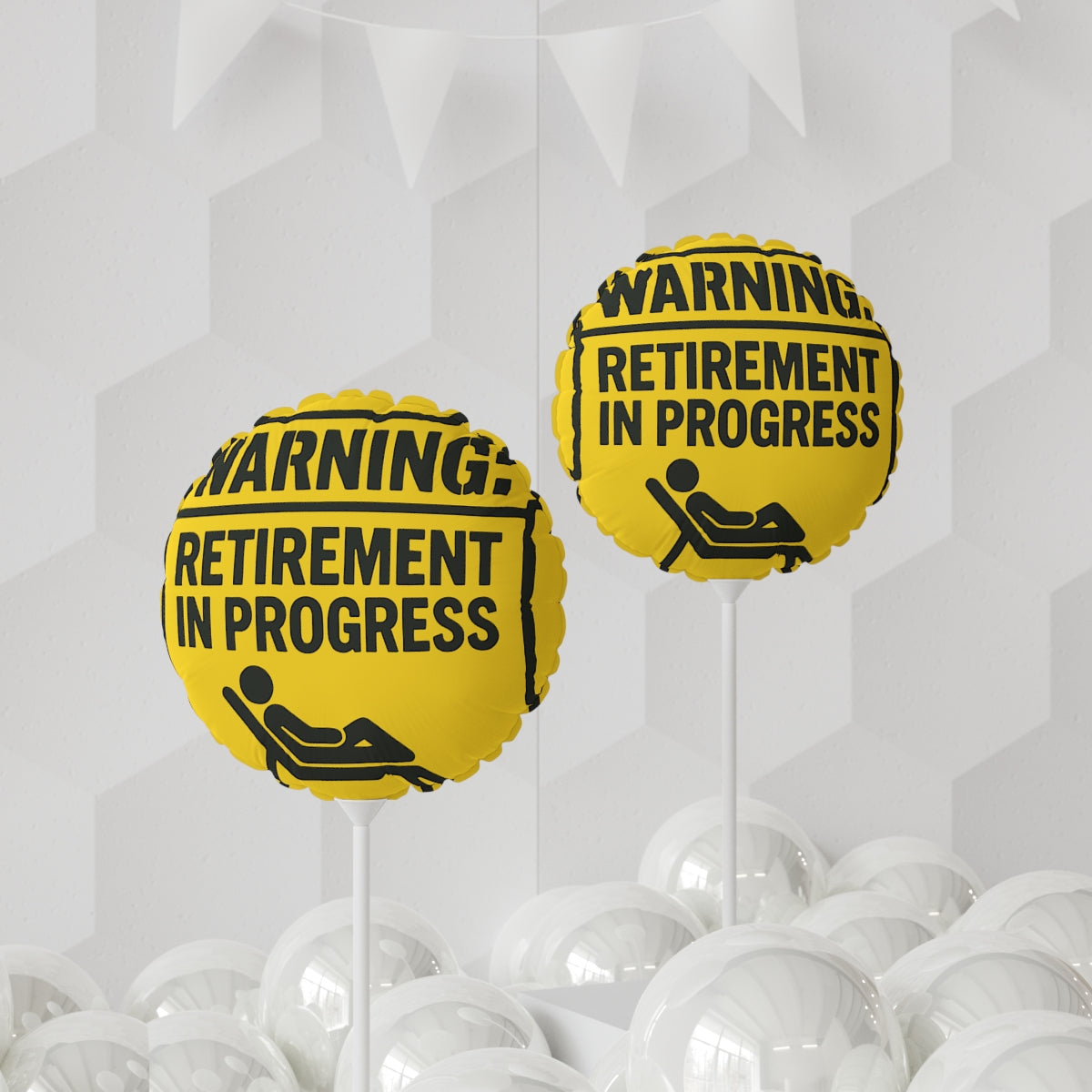 WARNING Retirement In Progress | Retirement In Progress | Personalizable Mylar Ballons 11in or 22in - Retiree Gifts Retirement Party