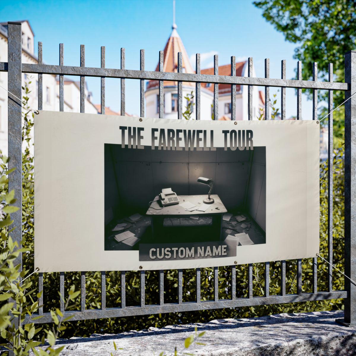 The Farewell Tour featuring Desk and Typewriter Vinyl Banner or Yard Sign - Retiree Gifts Retirement Party