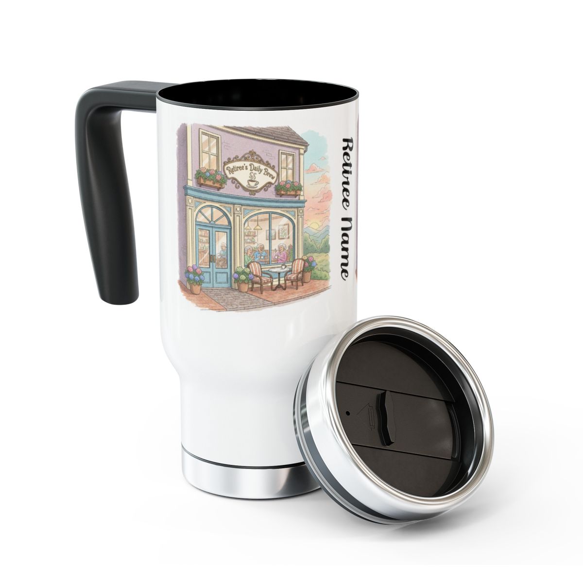 Personalized Coffee Shop Scene Design Travel Mug