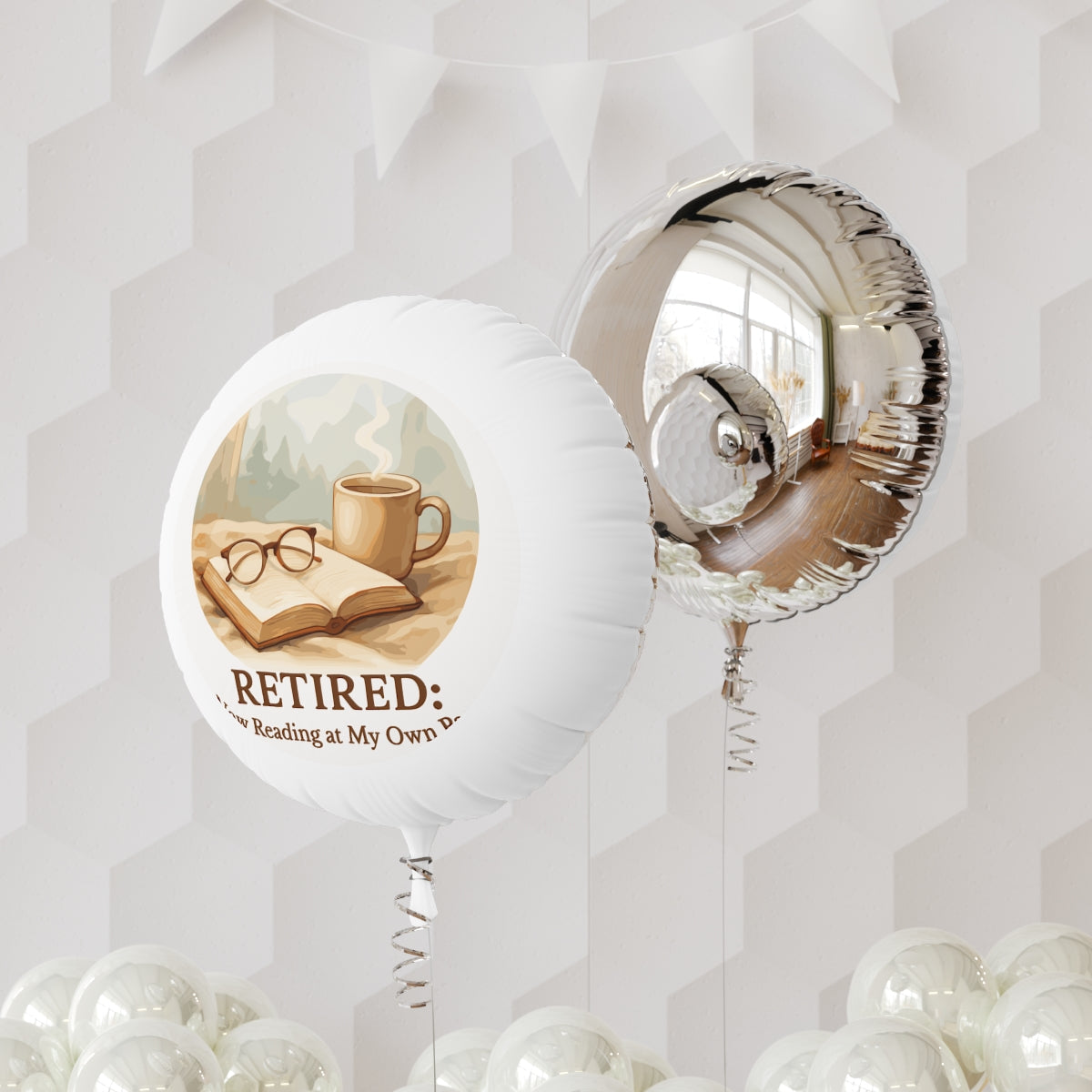 Retired Now Reading at My Own Pace | Beautiful Watercolor | Retirement Reading Mylar Ballons 11in or 22in - Retiree Gifts Retirement Party