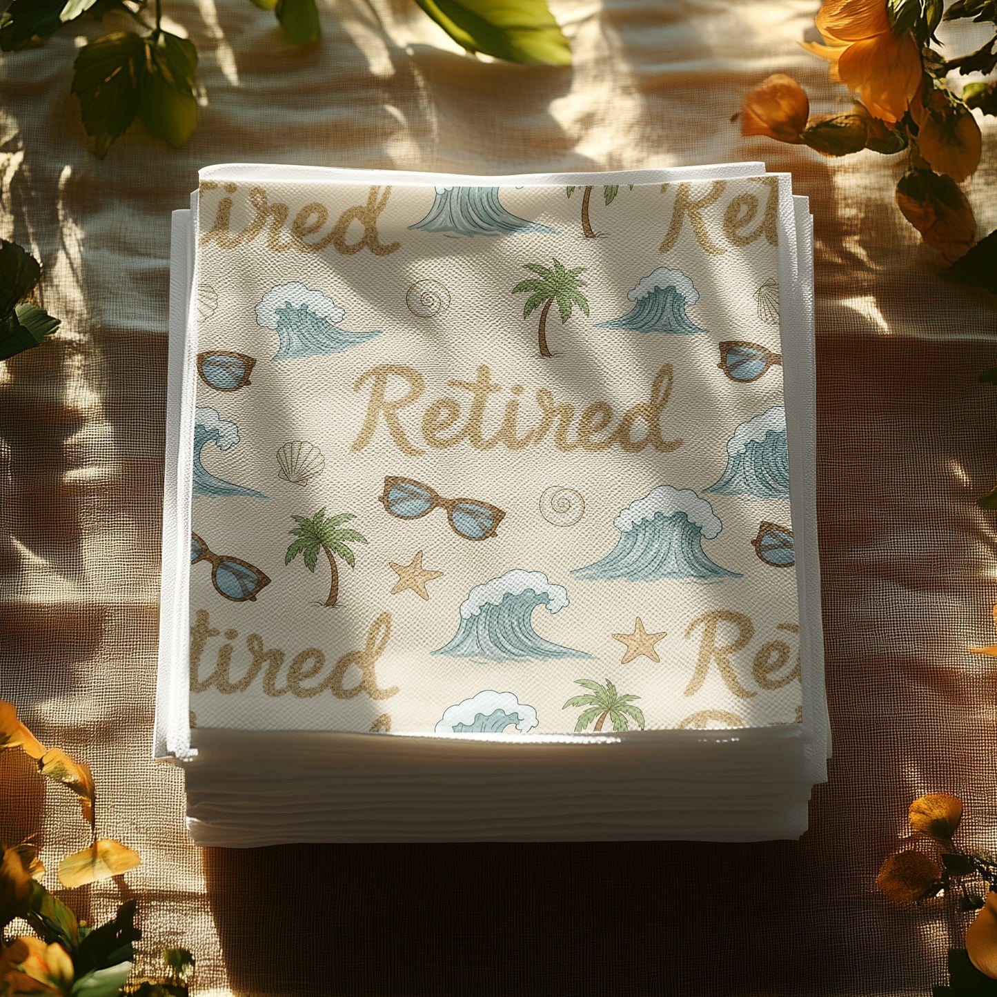 Retired Wave Palm Sunglasses Beach Theme Napkin