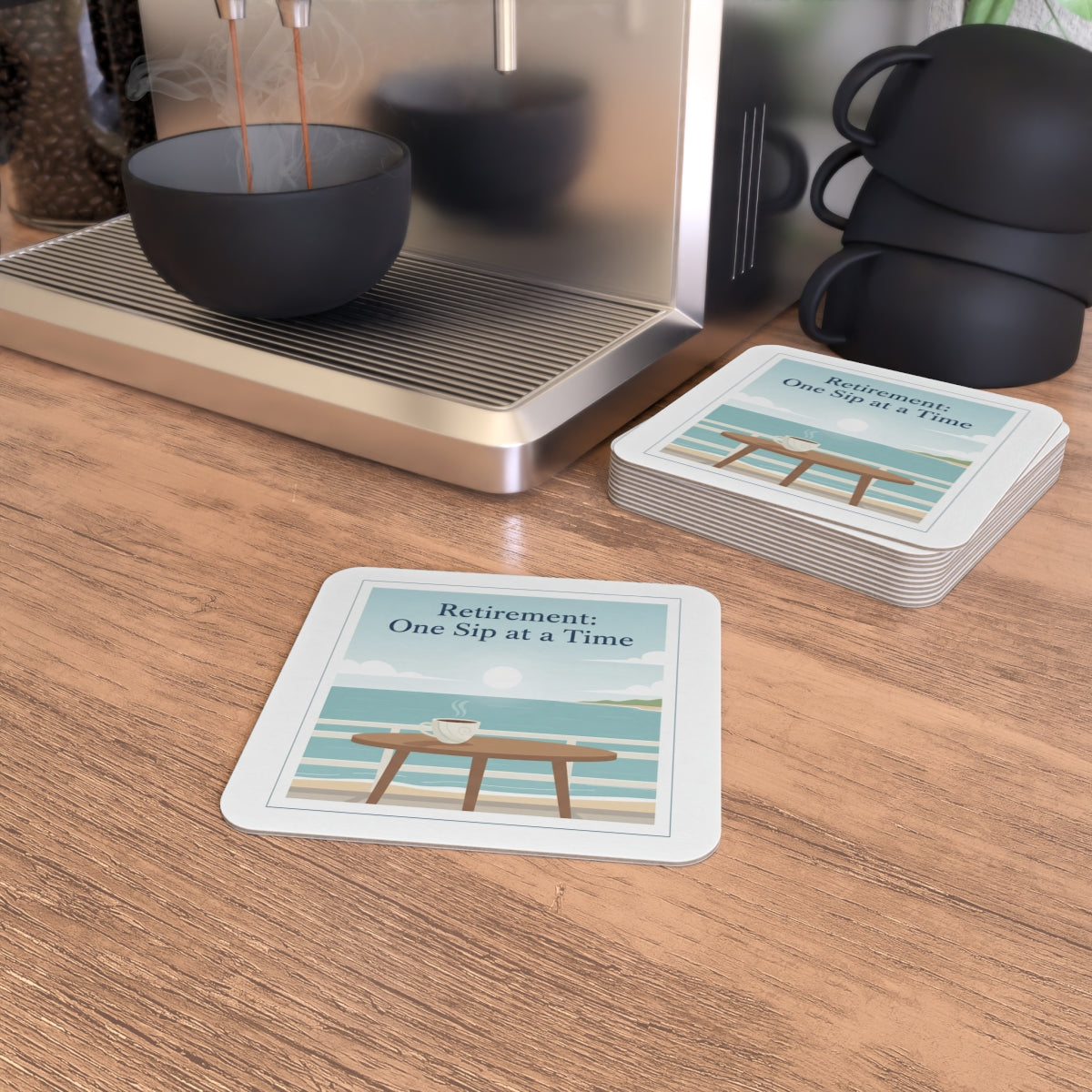 Retirement One Sip at a Time Coffee Coaster Set