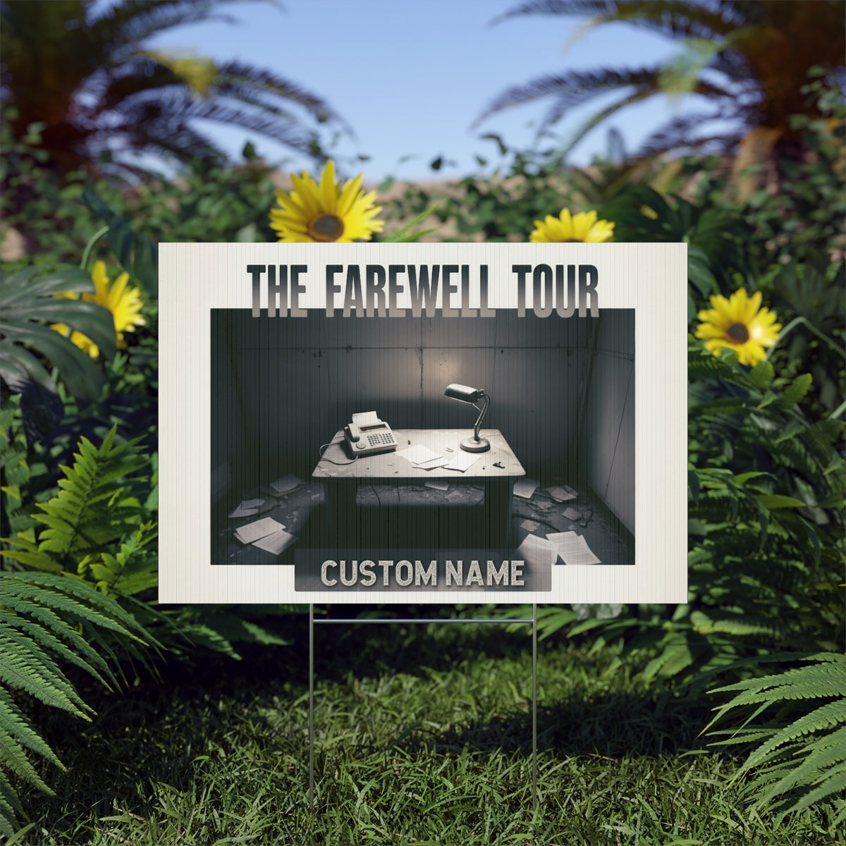 The Farewell Tour featuring Desk and Typewriter Vinyl Banner or Yard Sign - Retiree Gifts Retirement Party