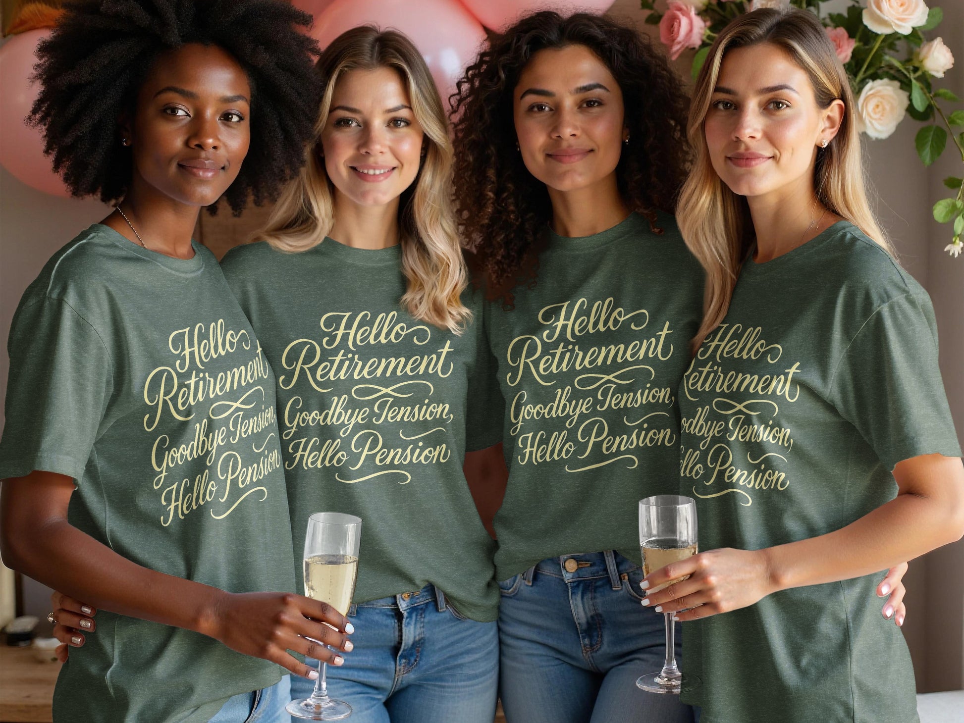 Hello Retirement Goodbye Tension Hello Pension | Dark Heaterh Color Bella T-Shirts - Retiree Gifts Retirement Party
