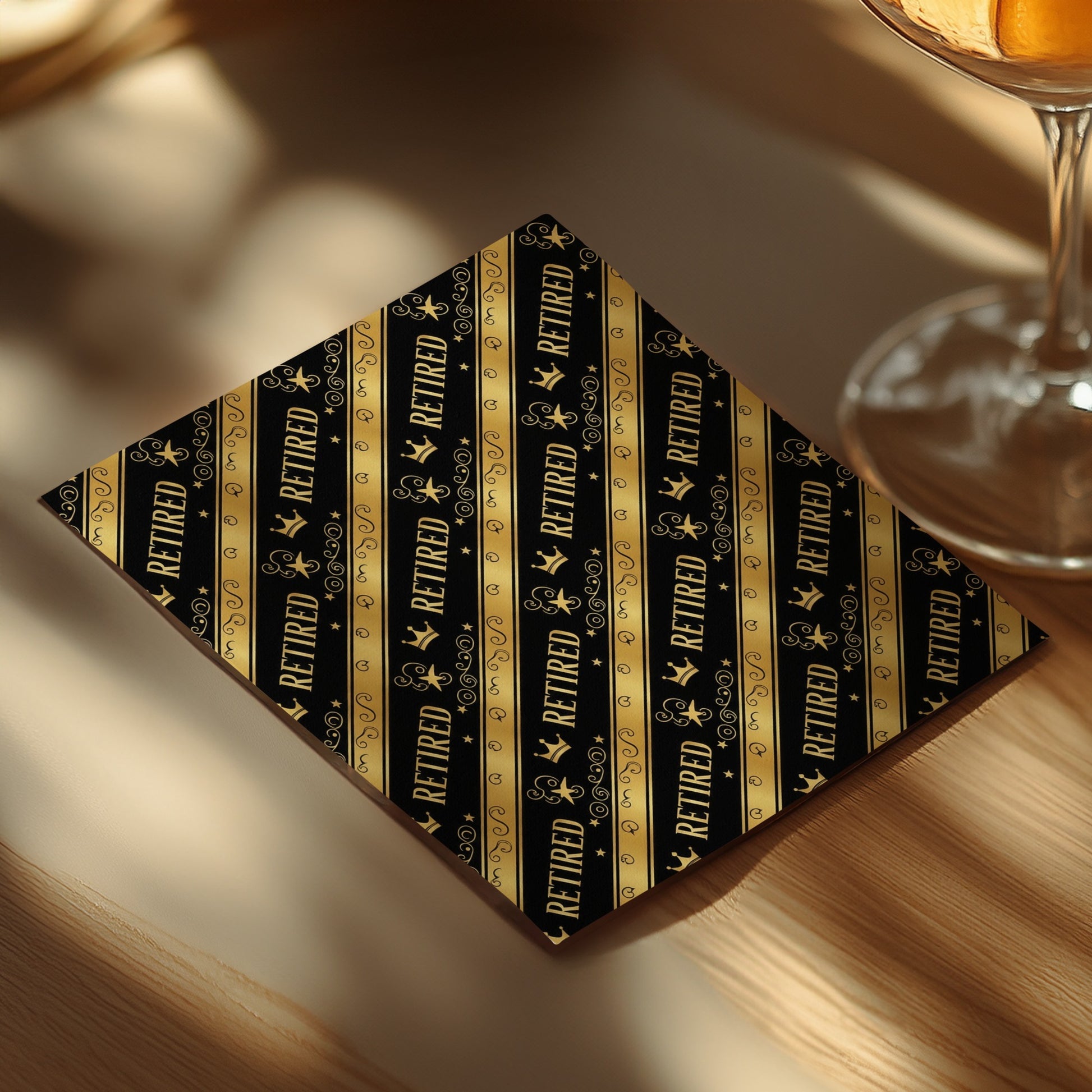 Elegant Gold and Black Retired Theme Celebration Card