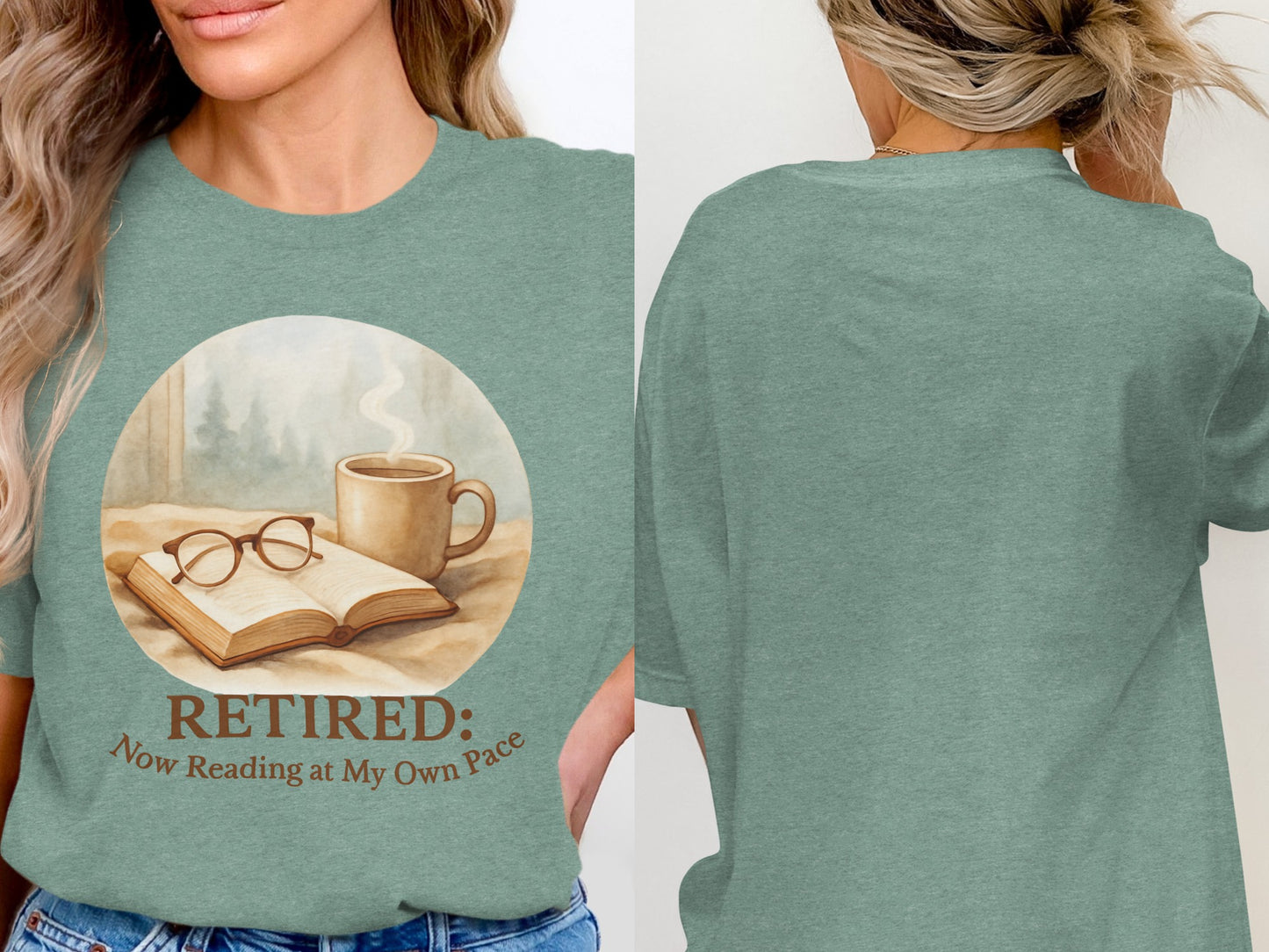 Retired Now Reading at My Own Pace | Warm Scene Soft Color Bella T-Shirts - Retiree Gifts Retirement Party