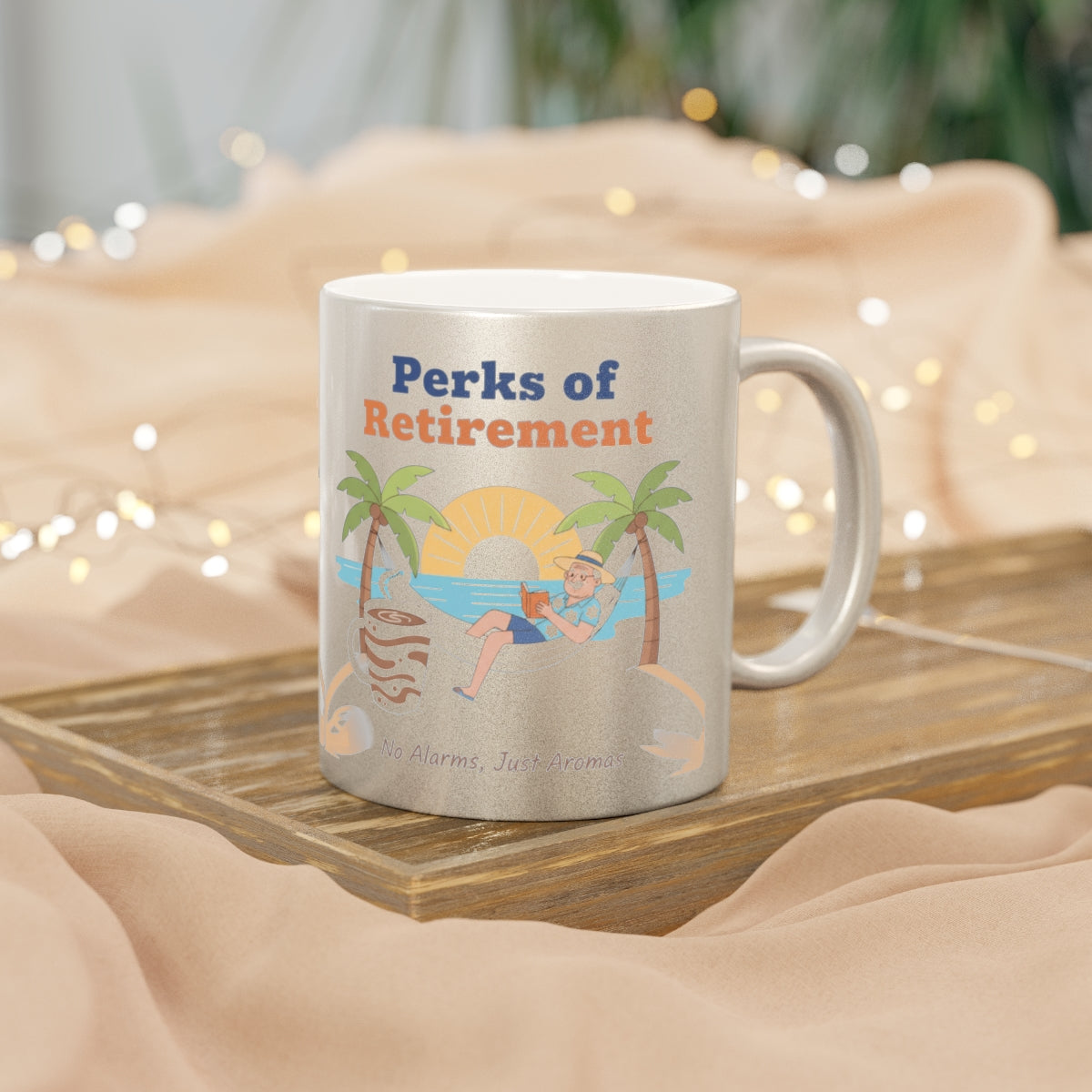 Perks of Retirement Mug with Tropical Design