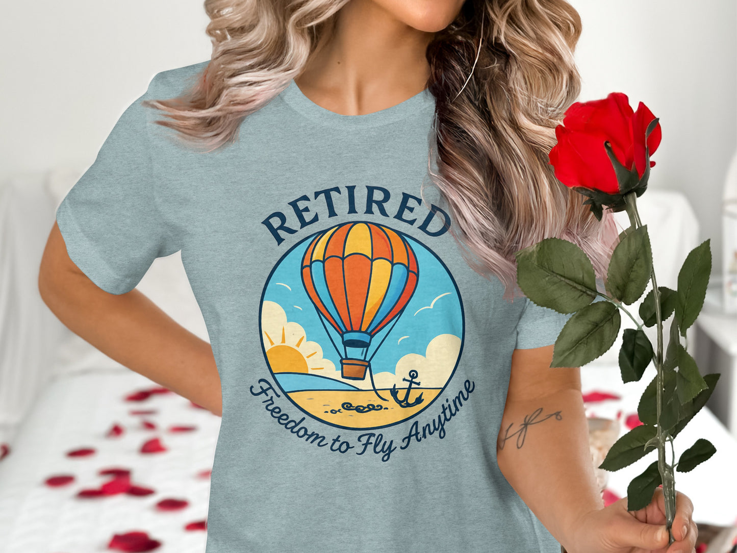 Retired Freedom to Fly Anytime | Ideal Retirement Gift | Soft Color Bella T-Shirts - Retiree Gifts Retirement Party