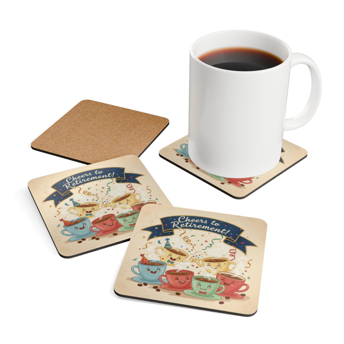 Cheers to Retirement with Coffee Mugs Coaster Set