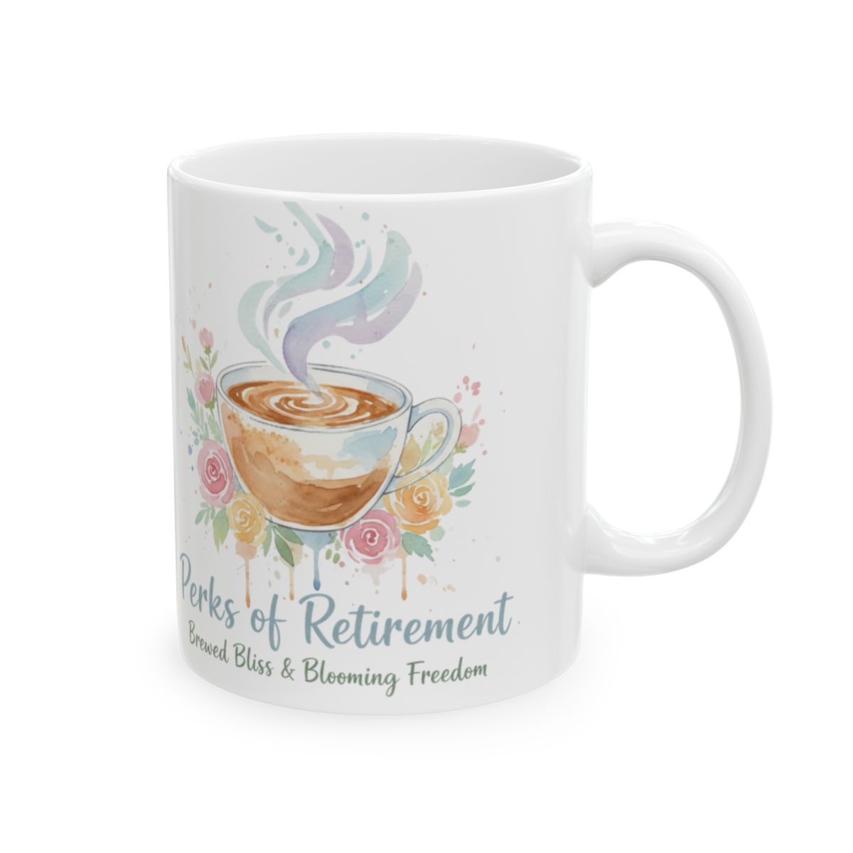 Perks of Retirement Brewed Bliss Blooming Freedom Mug