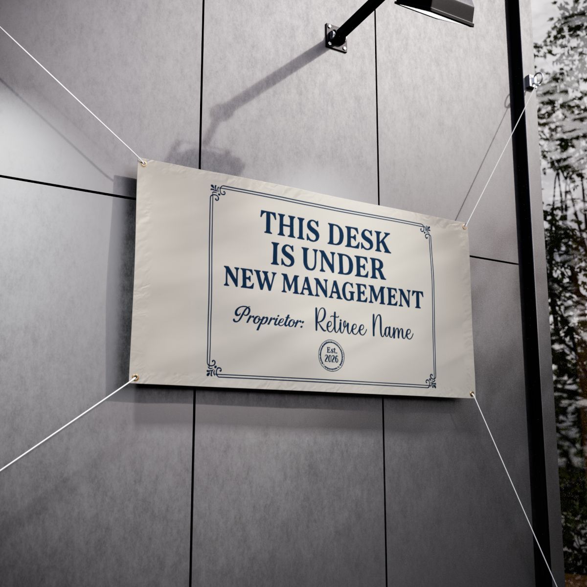 This Desk Under New Management Custom Large Vinyl Banner or Yard Sign - Retiree Gifts Retirement Party