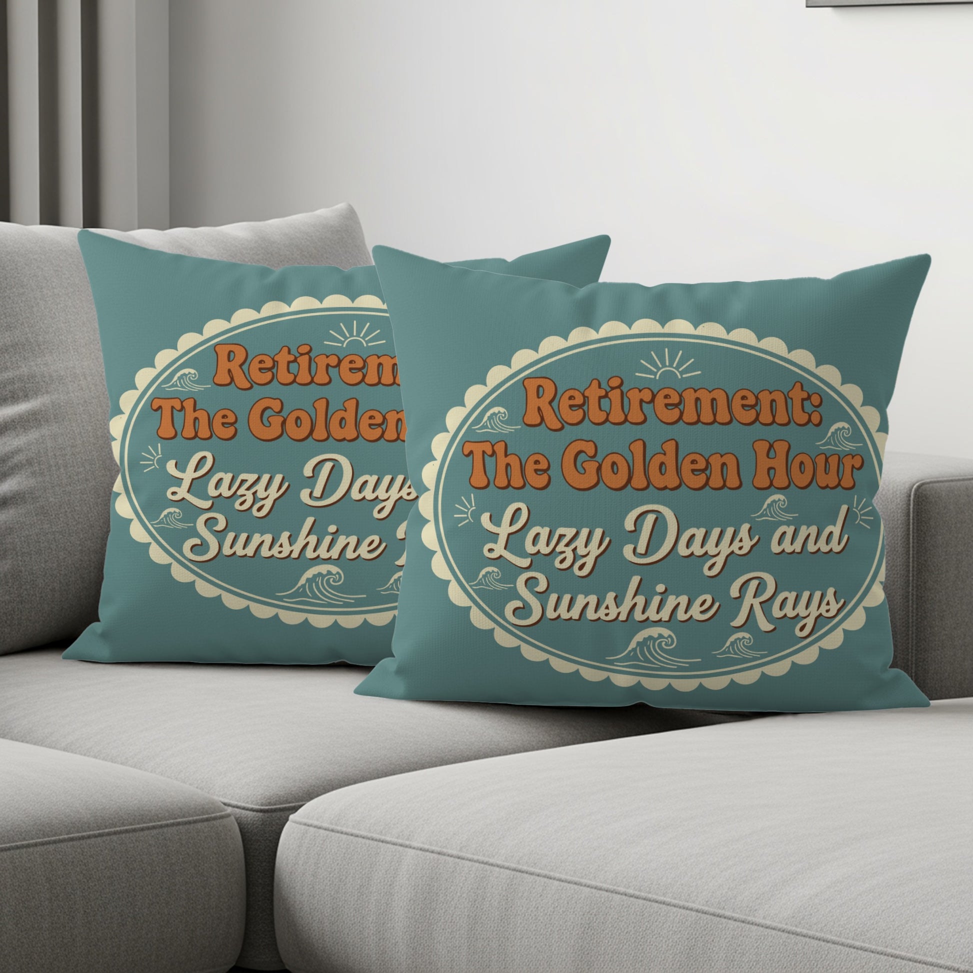 Retirement The Golden Hour Lazy Days Sunshine Rays | Pillows & Pillow Cases - Retiree Gifts Retirement Party
