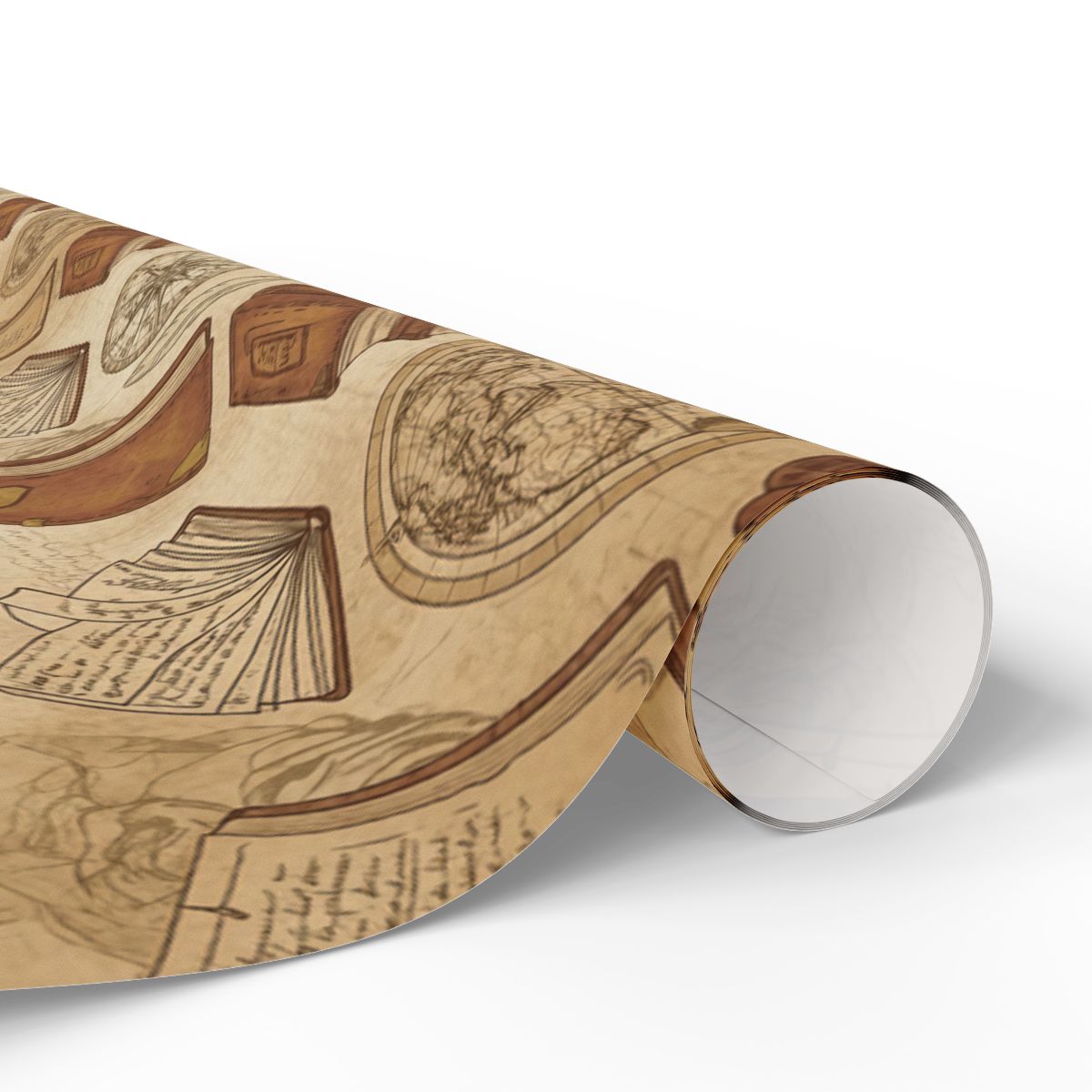 Vintage Map and Book Design Wrapping Paper Roll