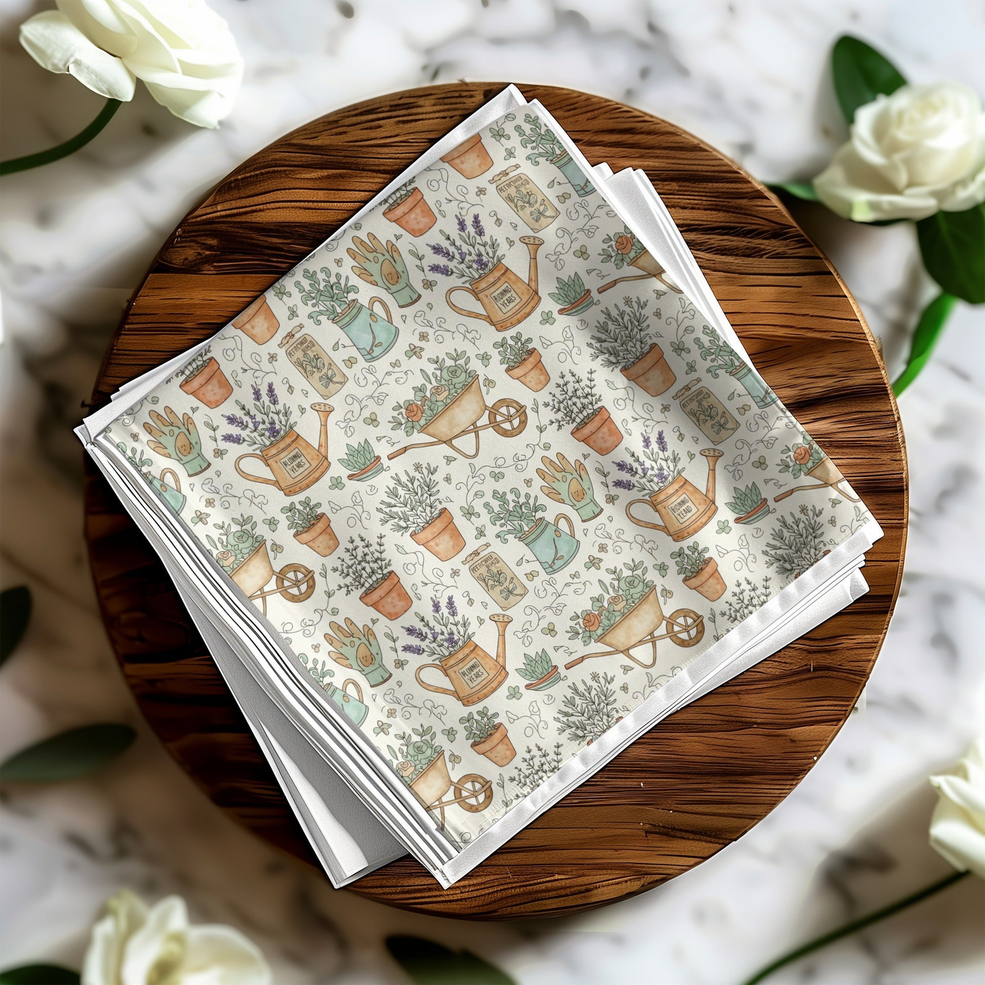 Lovely Garden Themed Patterned Napkins Set