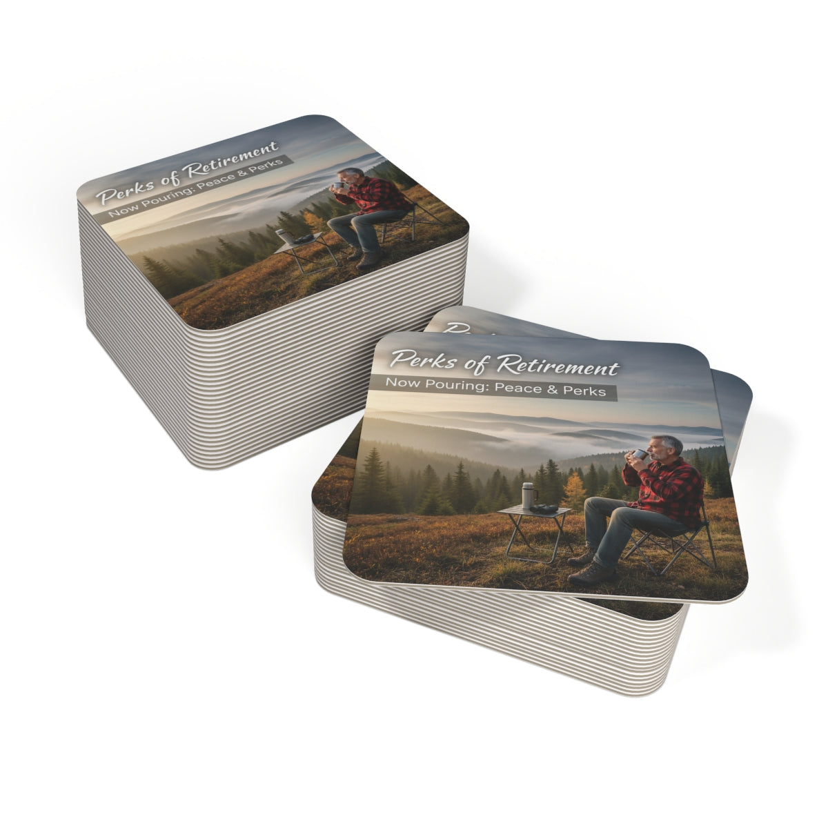 Perks of Retirement Scenic Square Coaster Set