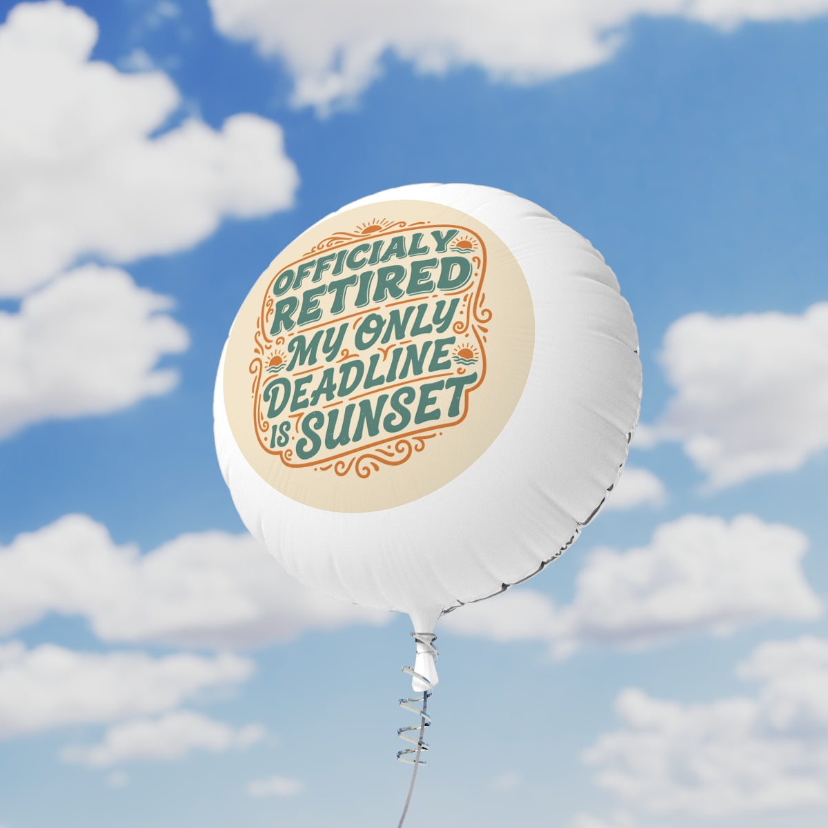 Officially Retired My Only Deadline Is Sunset | Retirement Celebration | This is a 11in or 22in Mylar Ballon - Retiree Gifts Retirement Party
