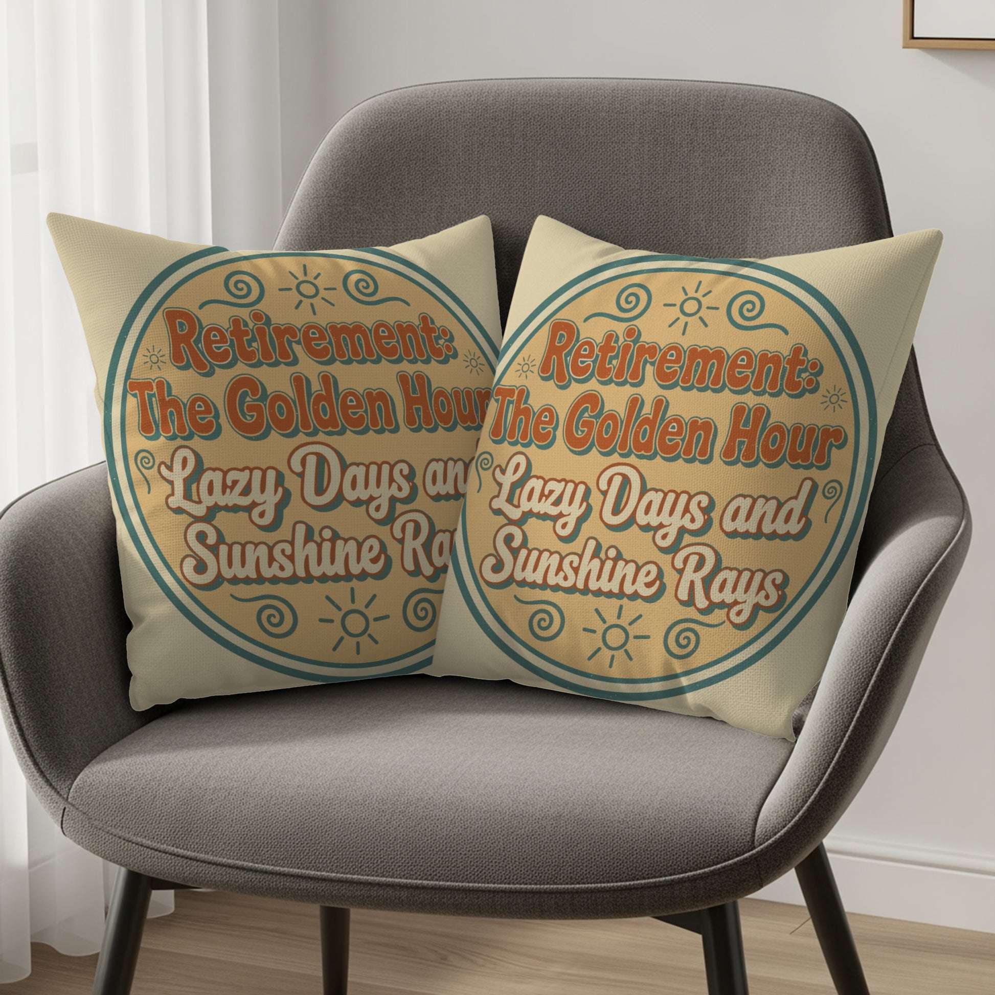 Retirement The Golden Hour Lazy Days Sunshine Rays | Pillows & Pillow Cases - Retiree Gifts Retirement Party
