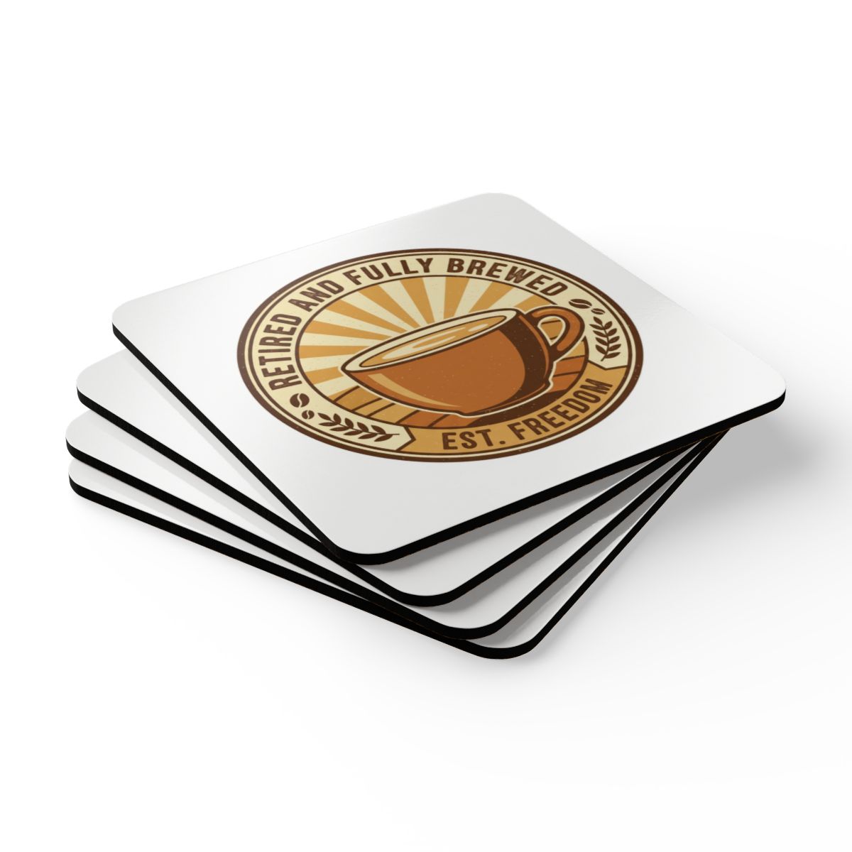 Retired and Fully Brewed Coffee Design Coaster Set