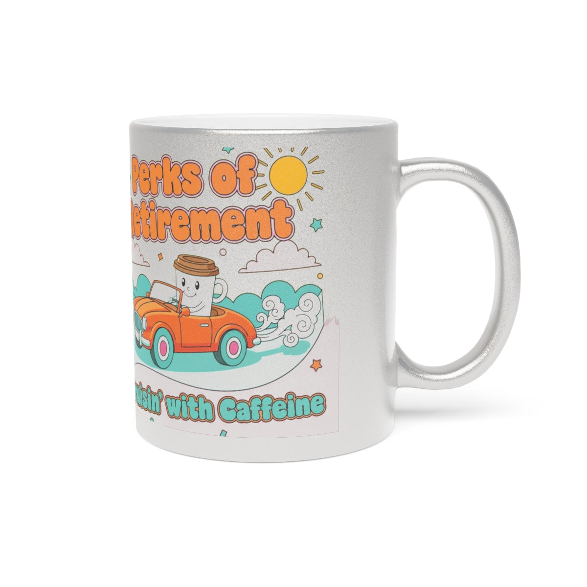 Perks of Retirement Mug Dashing with Caffeine