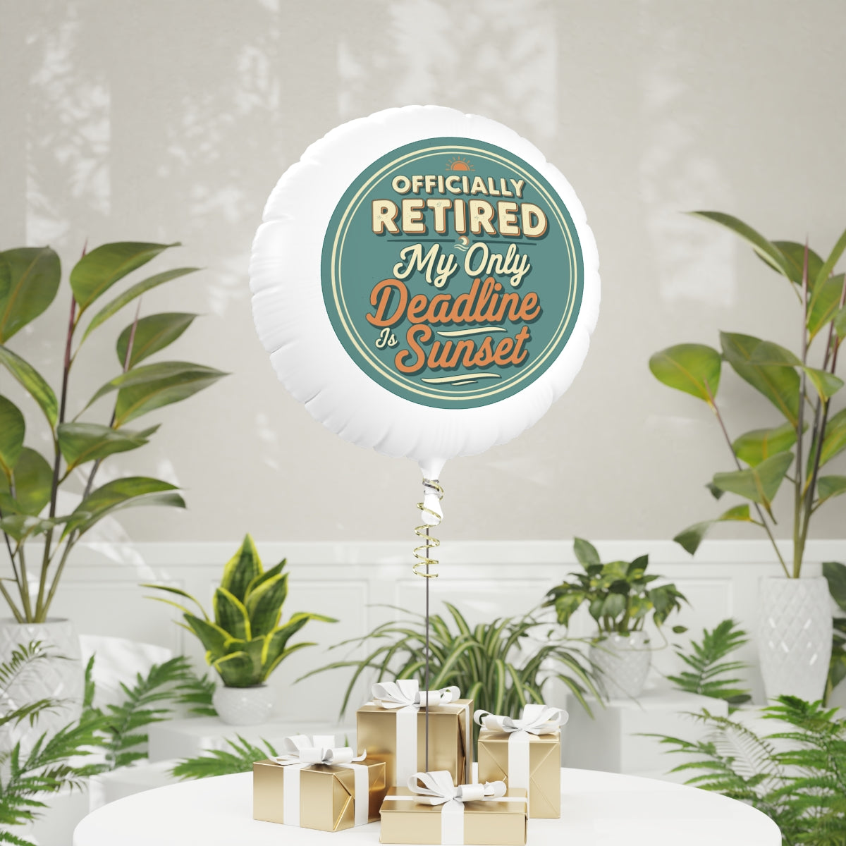 Officially Retired Sunset | My Only Deadline is Sunset | Retirement 11in or 22in Mylar Ballon - Retiree Gifts Retirement Party