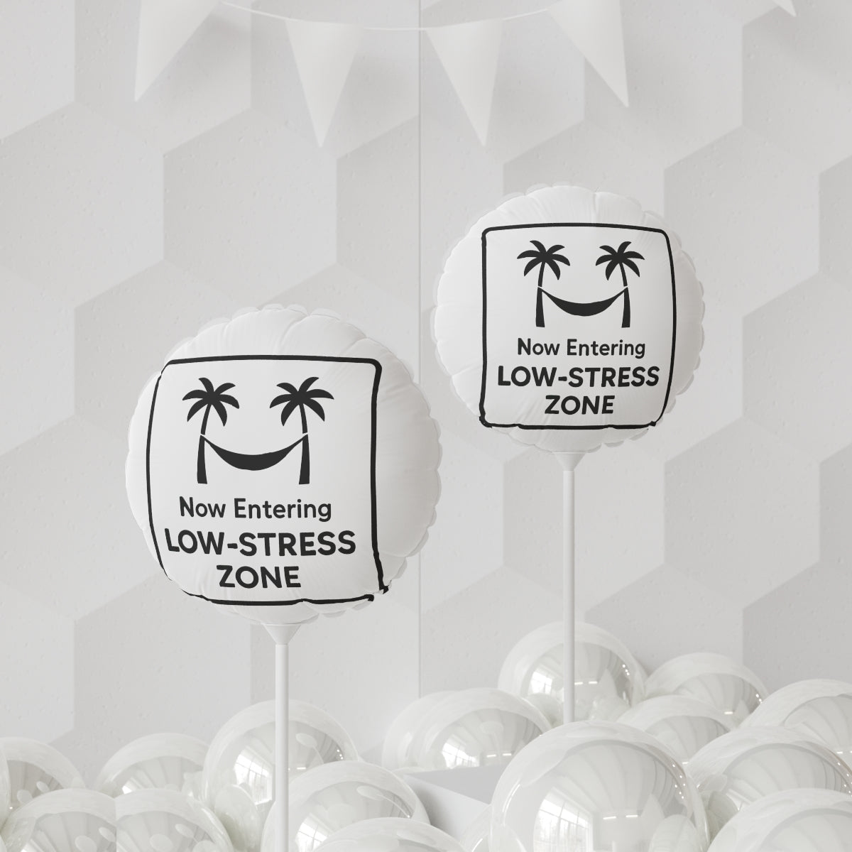 Now Entering Low Stress Zone Palm Hammock Graphic Mylar Ballon - Retiree Gifts Retirement Party